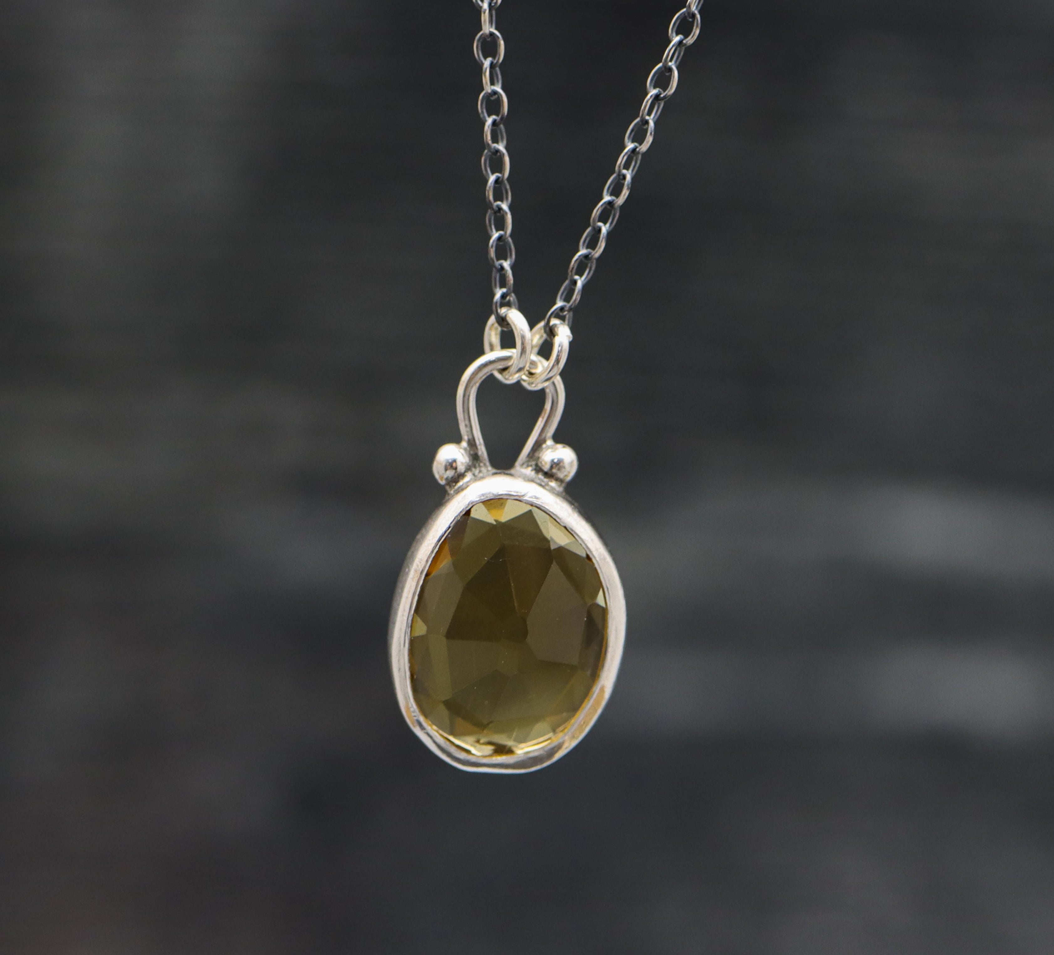 Sunny Yellow Citrine Petite Pendant Necklace in Sterling Silver
