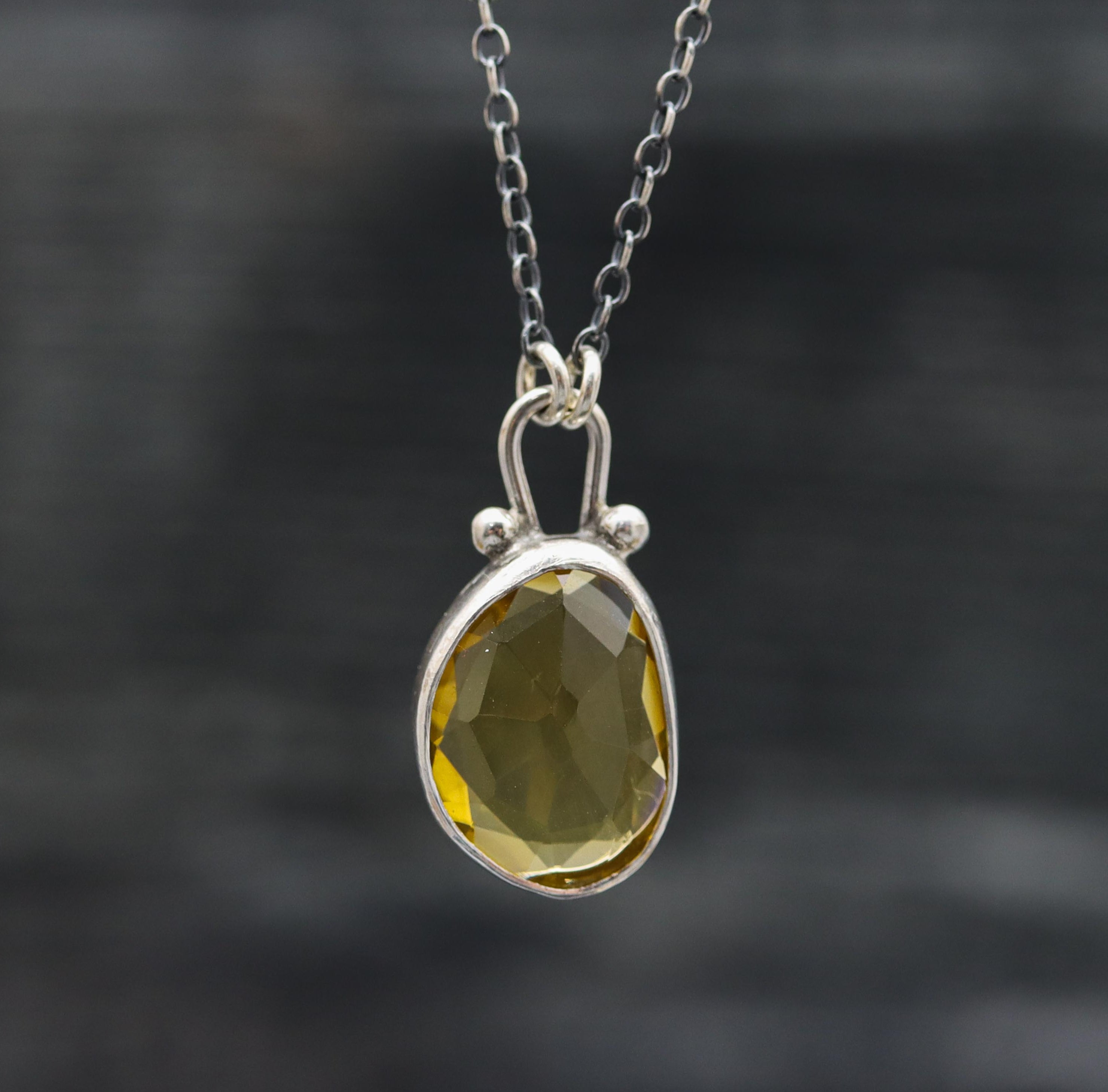 Sunny Yellow Citrine Petite Pendant Necklace in Sterling Silver