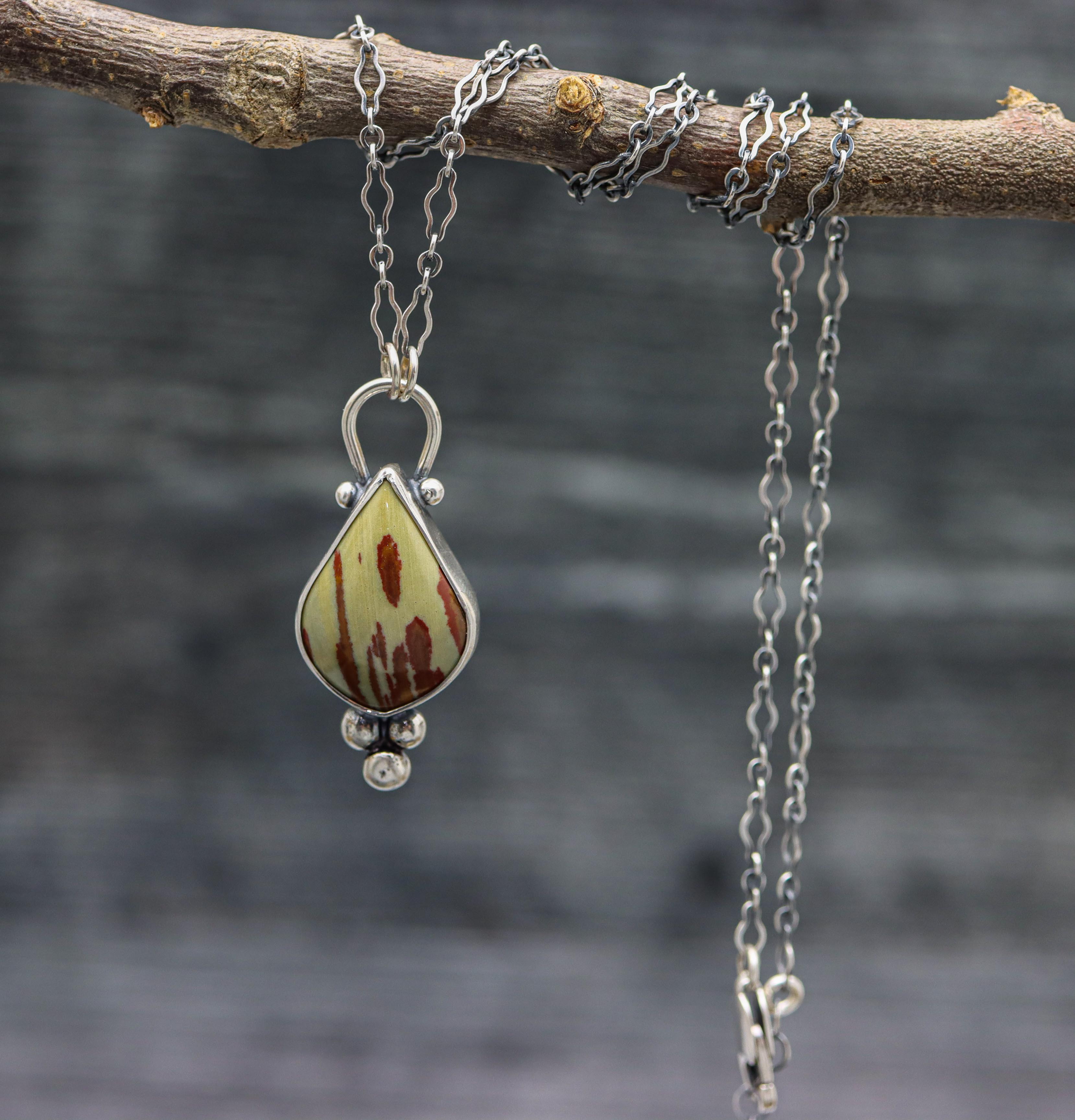 Owyhee Jasper Pendant Necklace in Sterling Silver