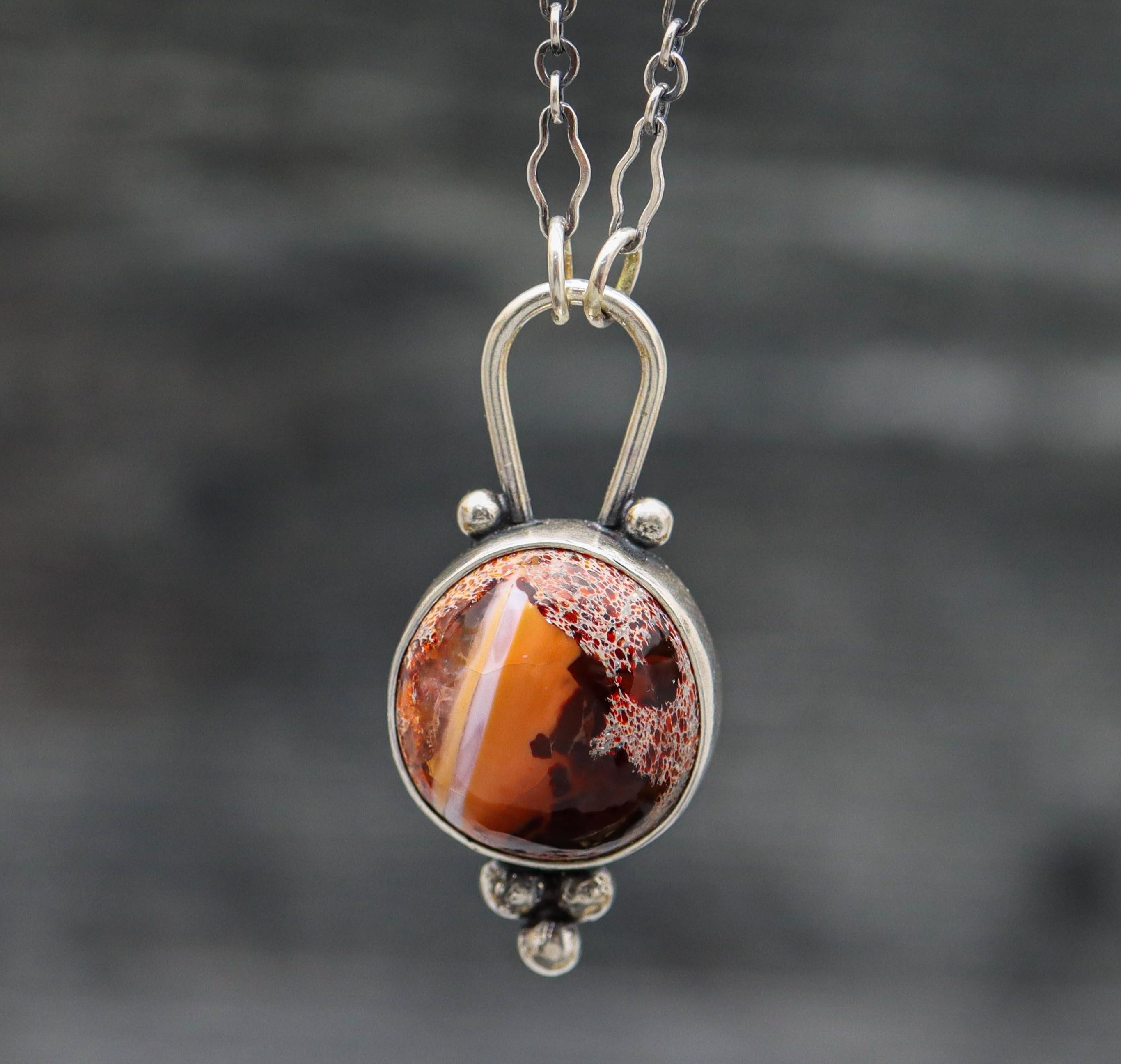 Mexican Fire Opal Pendant Necklace in Sterling Silver