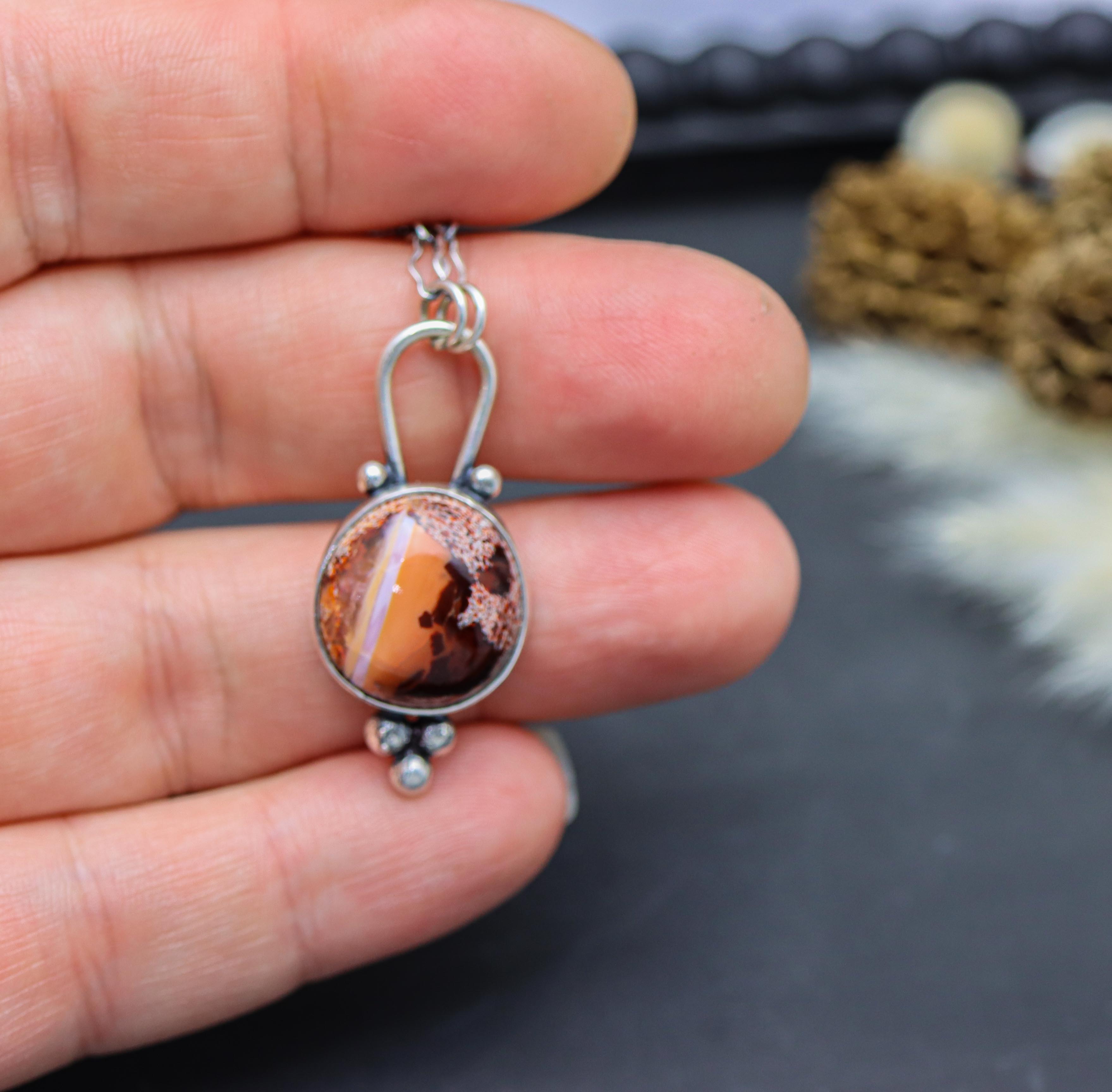 Mexican Fire Opal Pendant Necklace in Sterling Silver