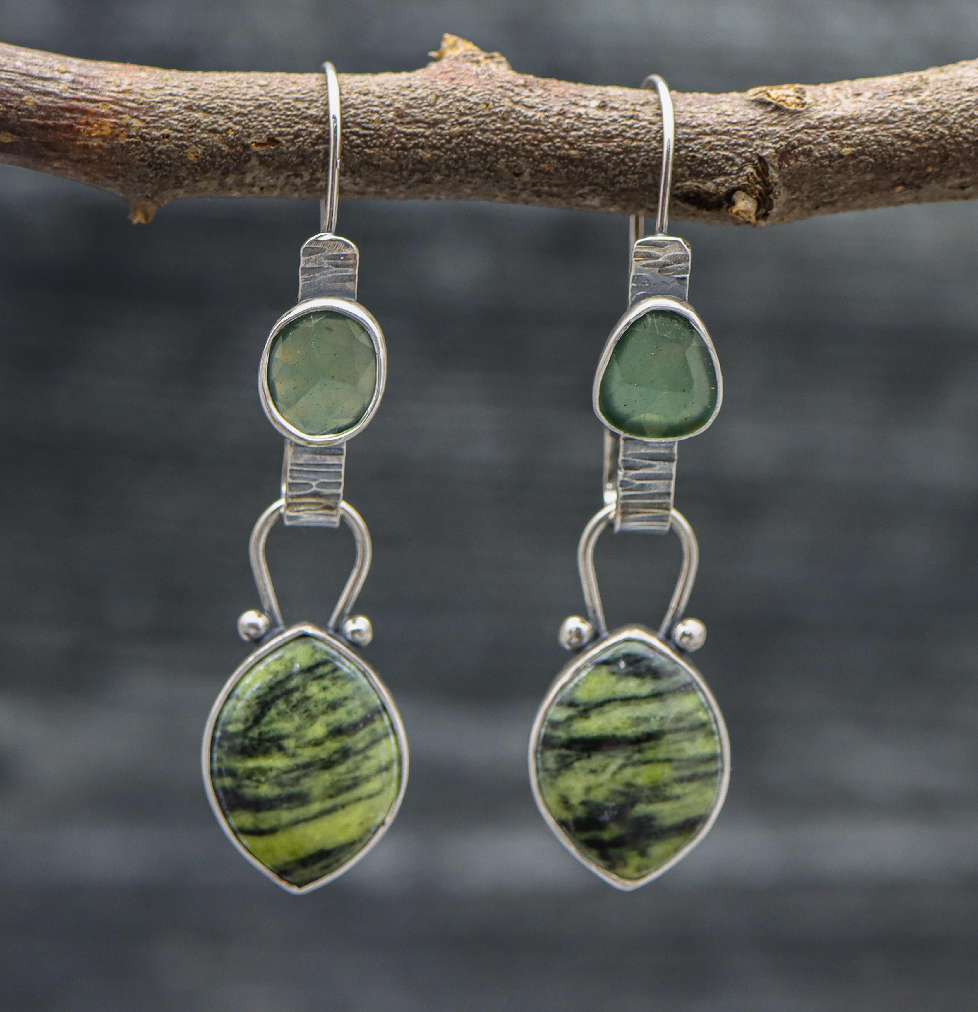 Serpentine and Serpentine Convertible Dangle Earrings Sterling Silver