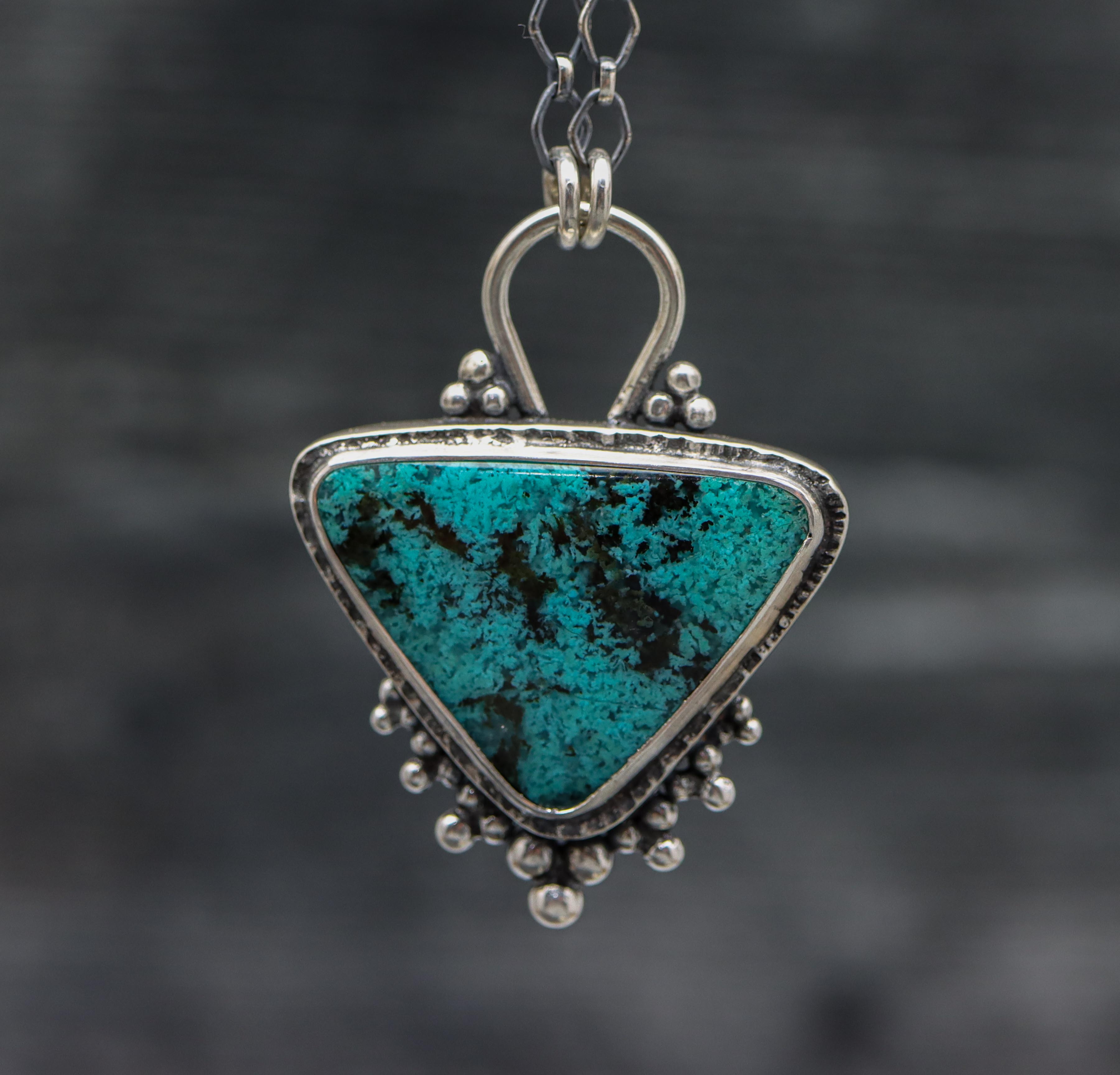 Chrysocolla Pendant Sterling Silver One Of a Kind Gemstone Necklace