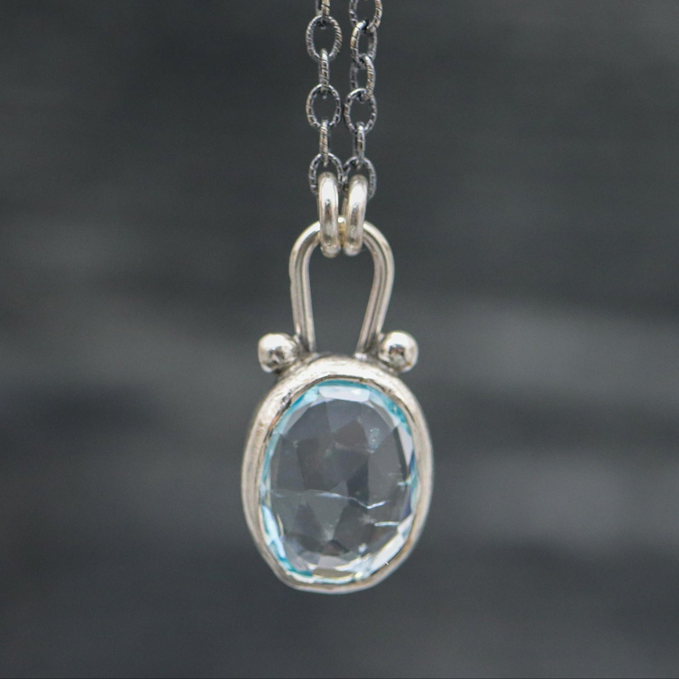 Blue Topaz Petite Pendant Necklace in Sterling Silver