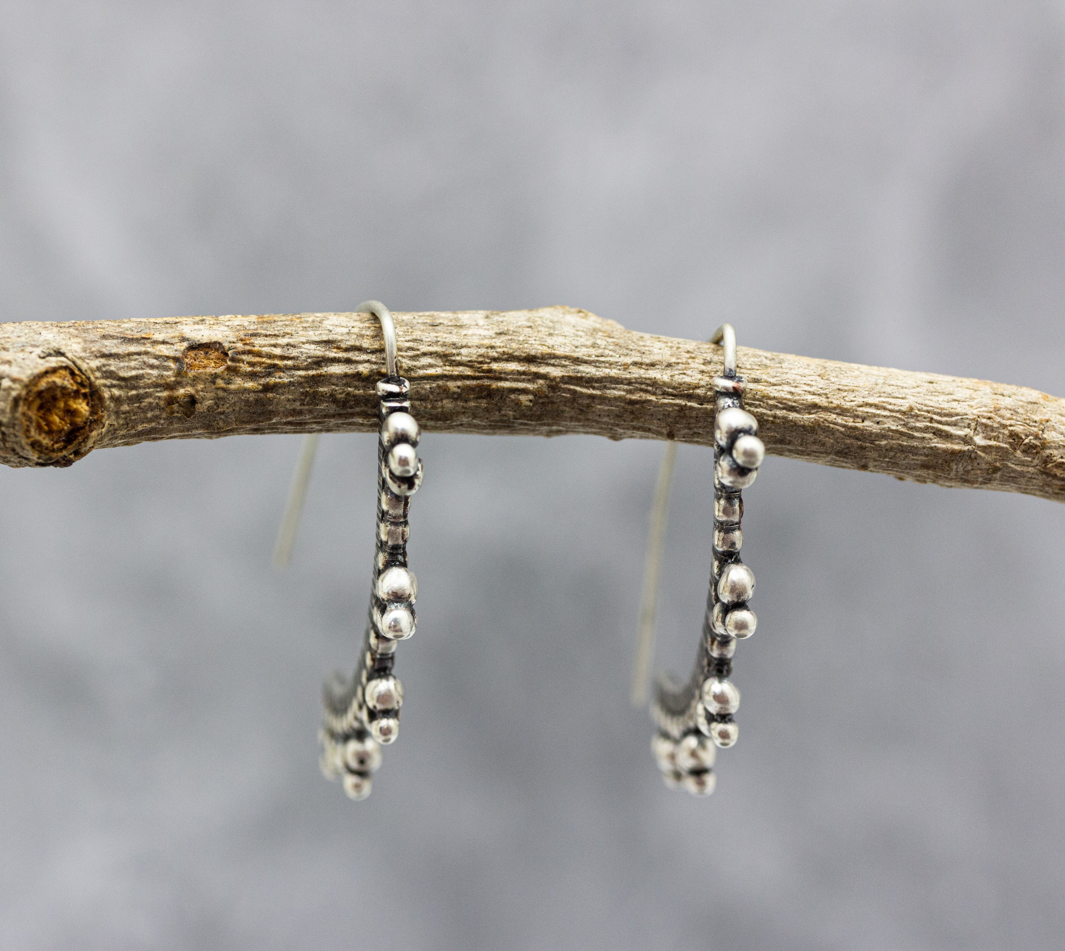 Granulated Arc Earrings in Sterling Silver Made To Order