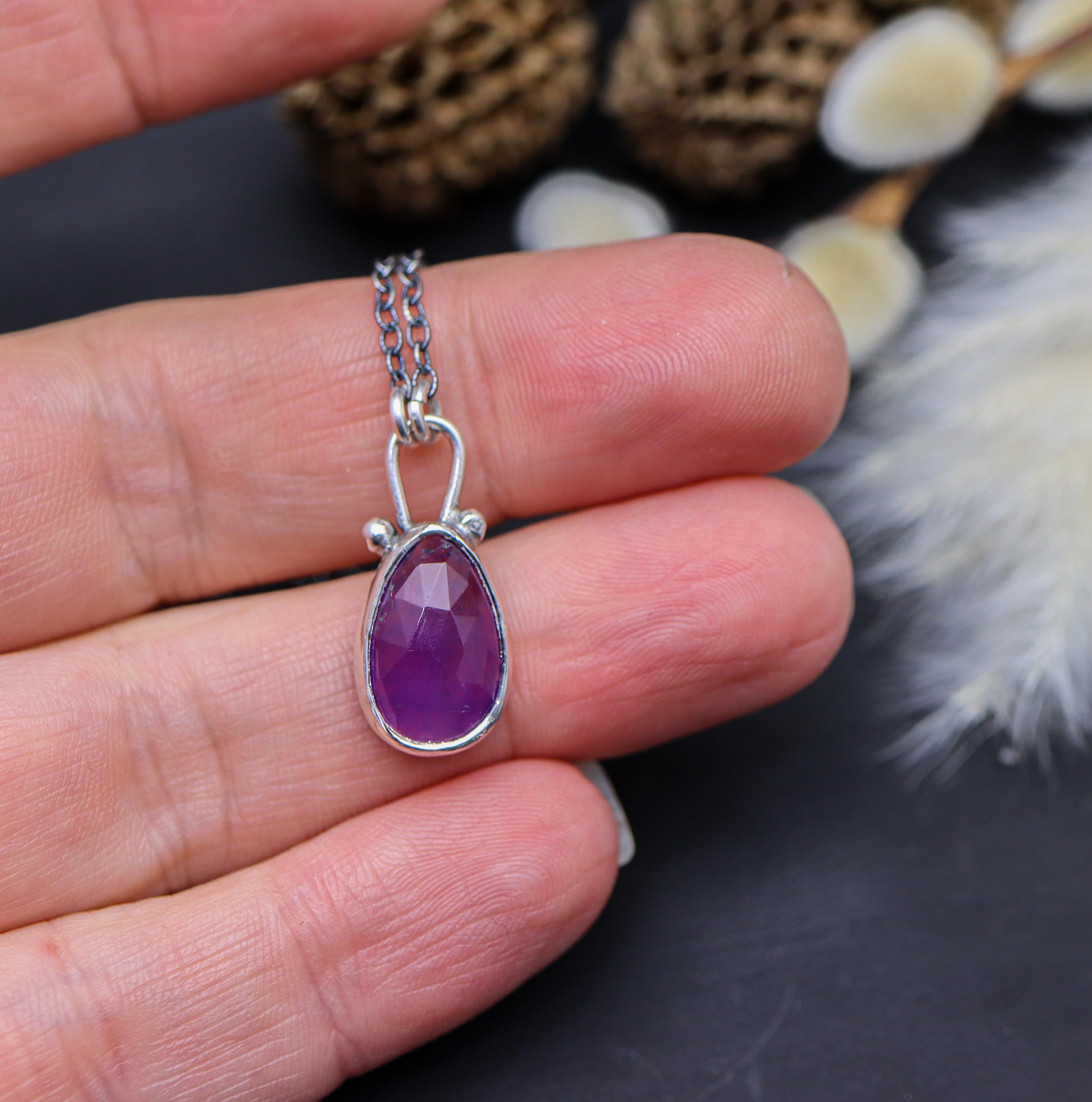 Amethyst Petite Pendant Necklace in Sterling Silver