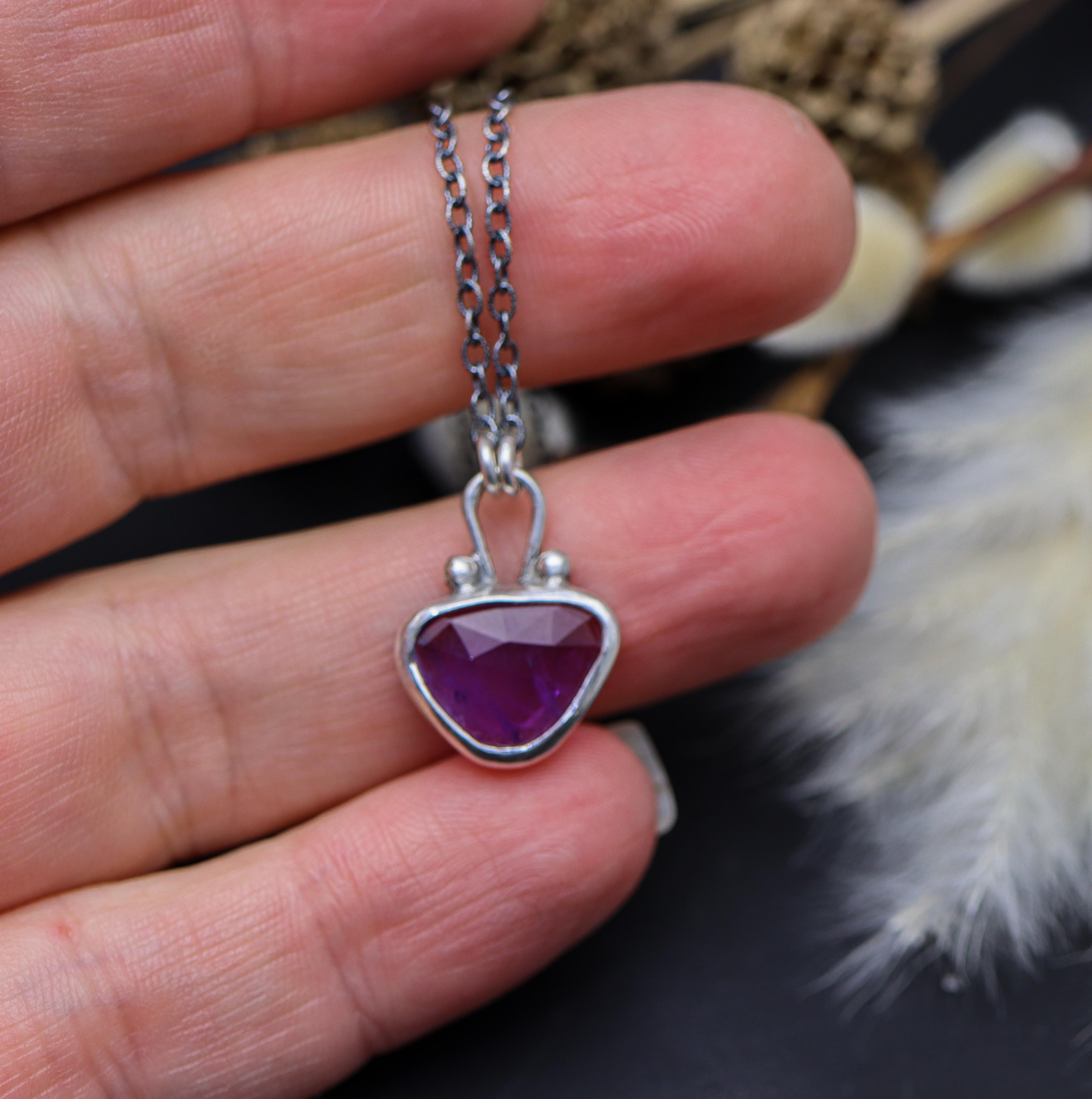 Amethyst Petite Pendant Necklace in Sterling Silver