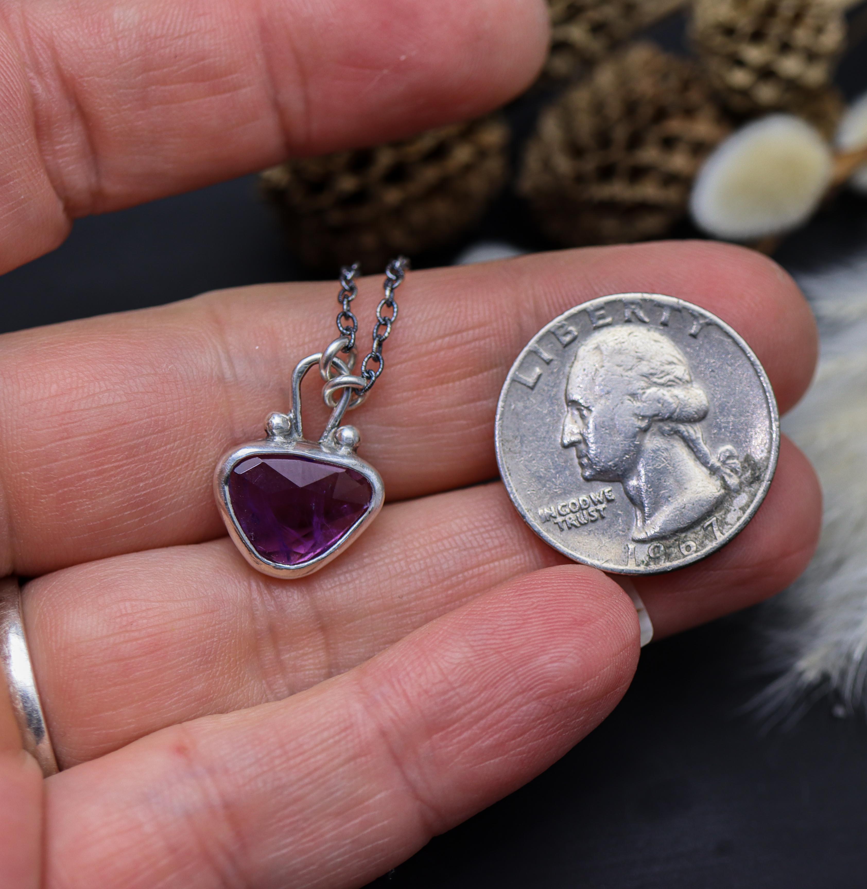 Amethyst Petite Pendant Necklace in Sterling Silver