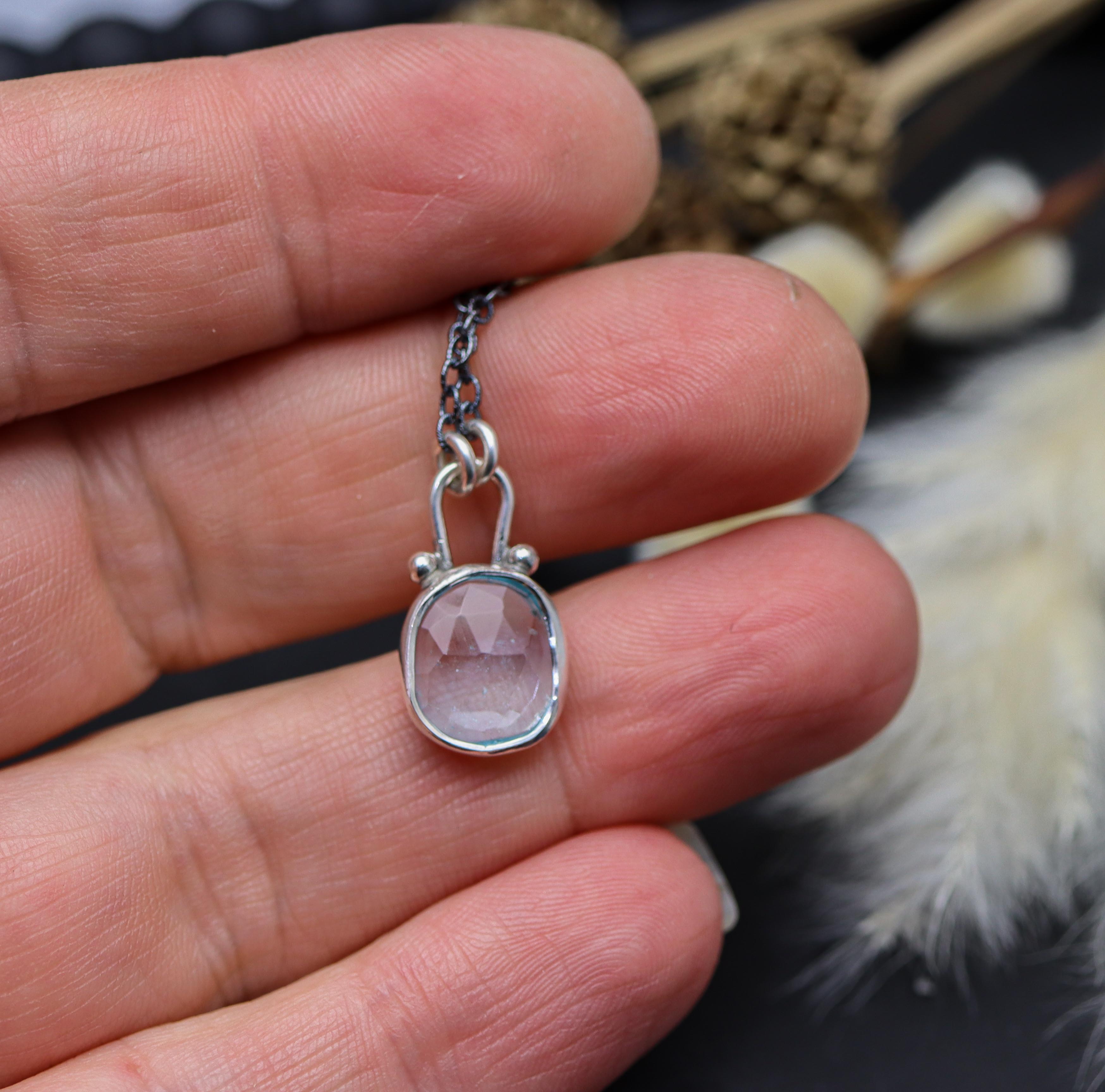 Blue Topaz Petite Pendant Necklace in Sterling Silver