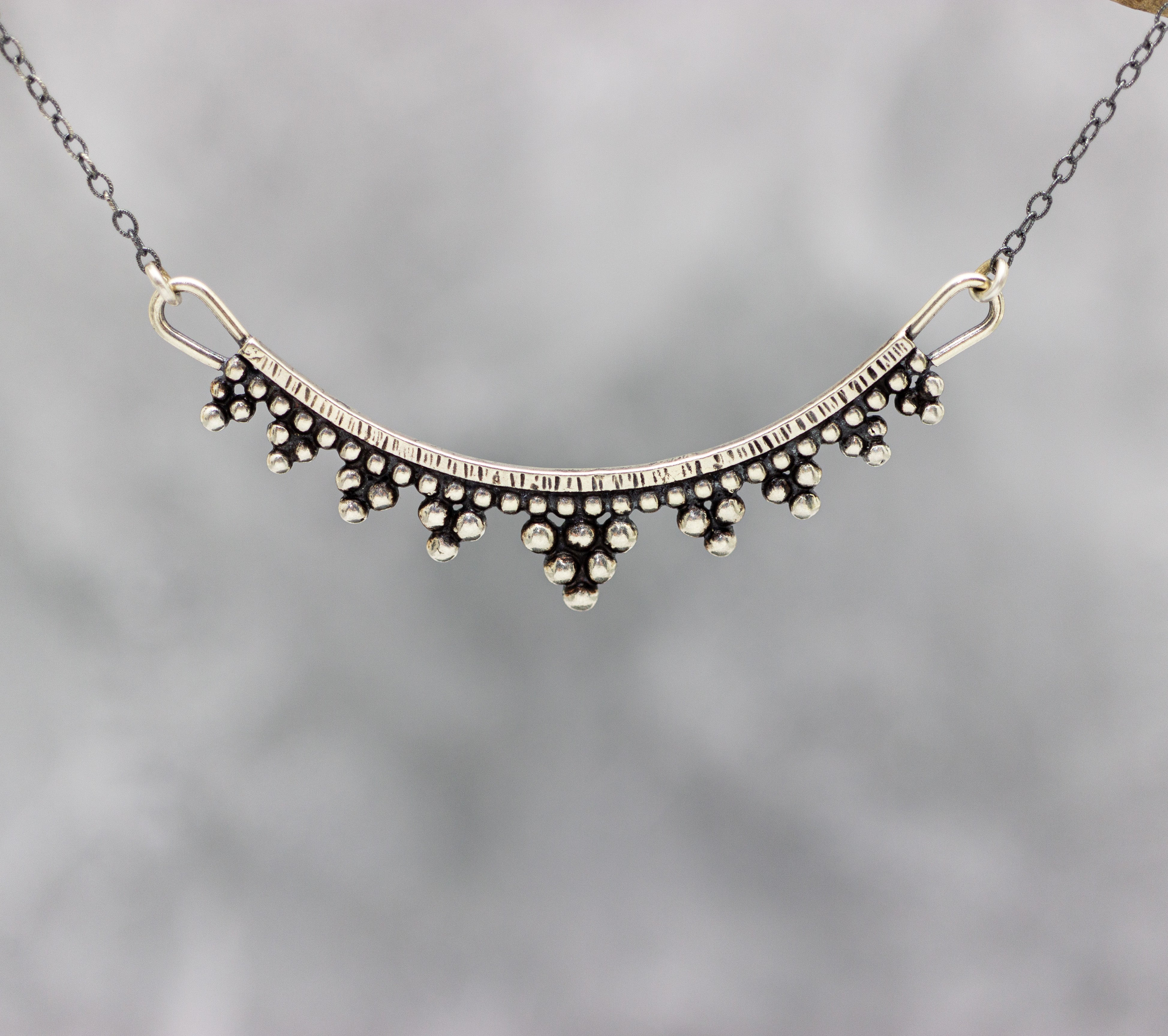 Wide Arc Necklace Sterling Silver and Fine Silver Made To Order