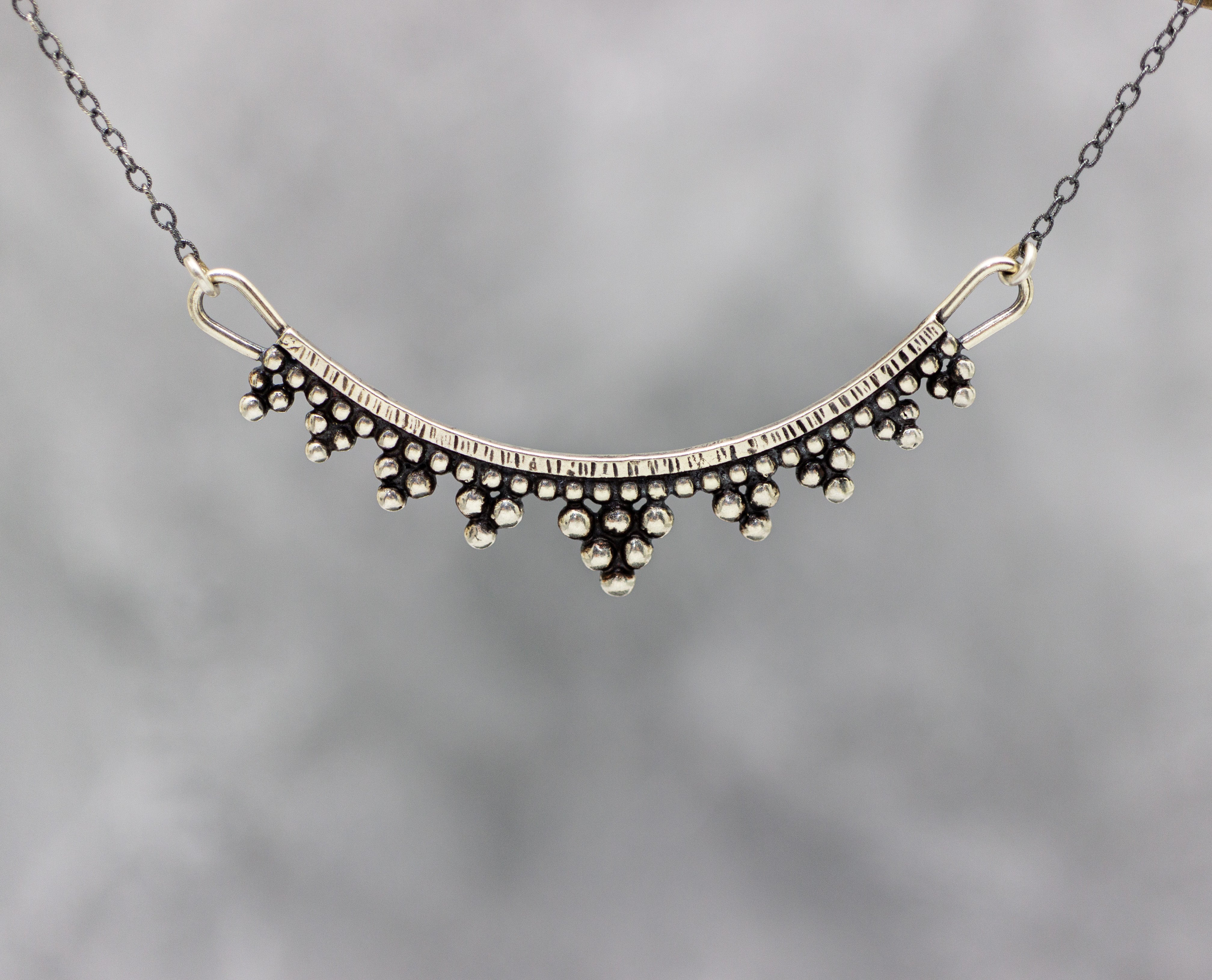 Wide Arc Necklace Sterling Silver and Fine Silver Made To Order