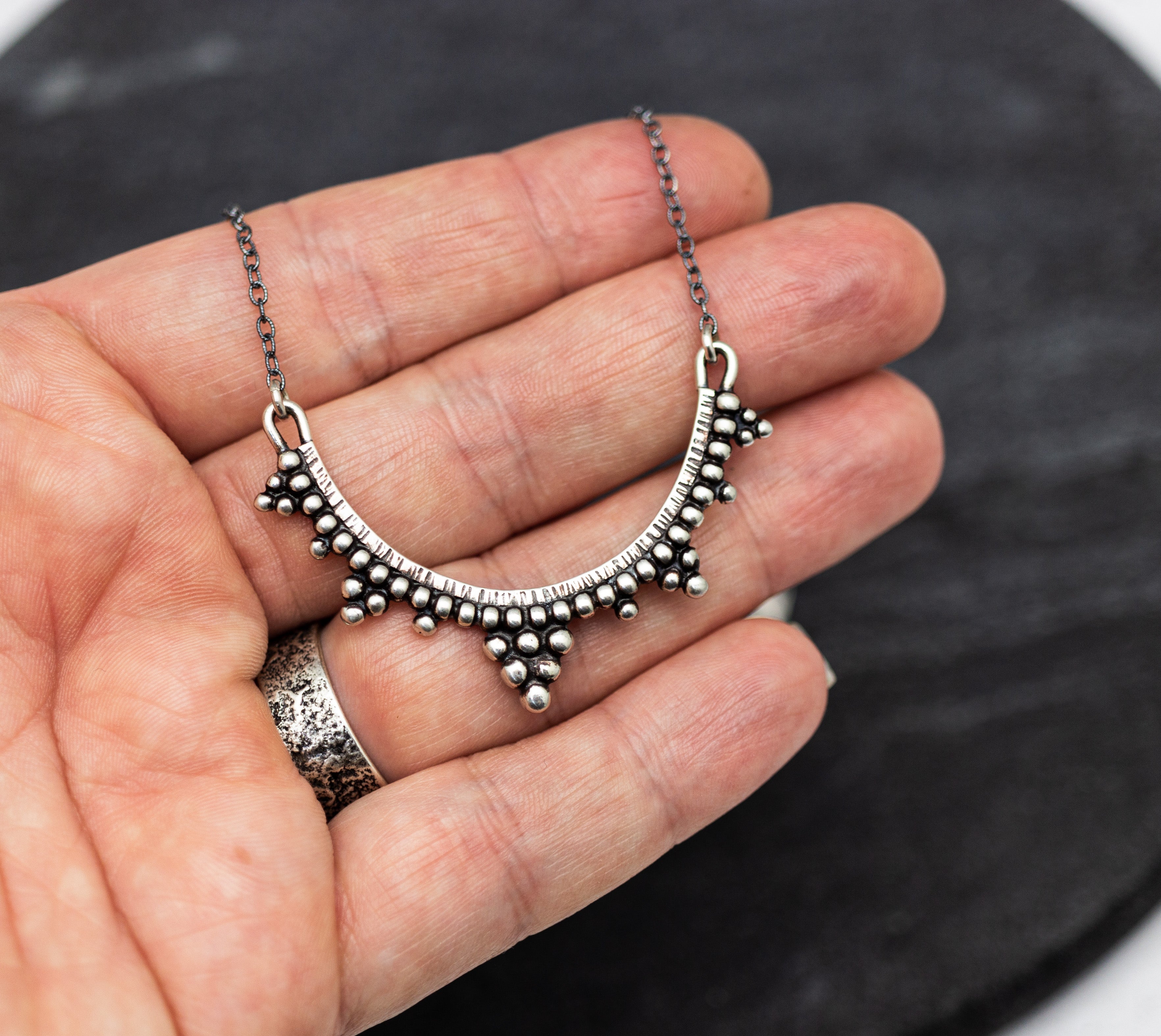 Medium Arc Necklace Sterling Silver and Fine Silver Made To Order