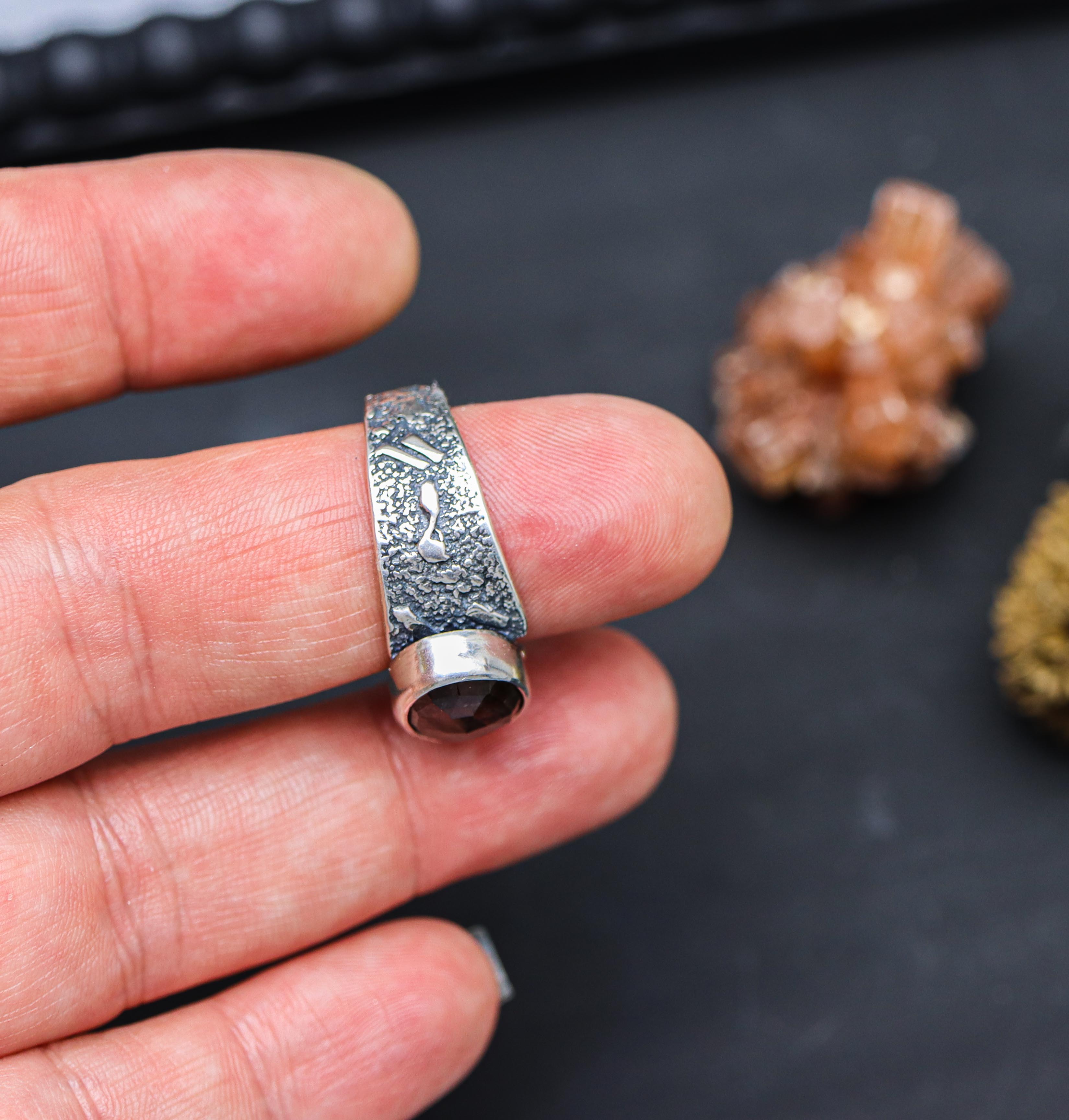 Watermelon Tourmaline Sterling Silver Wide Band Ring