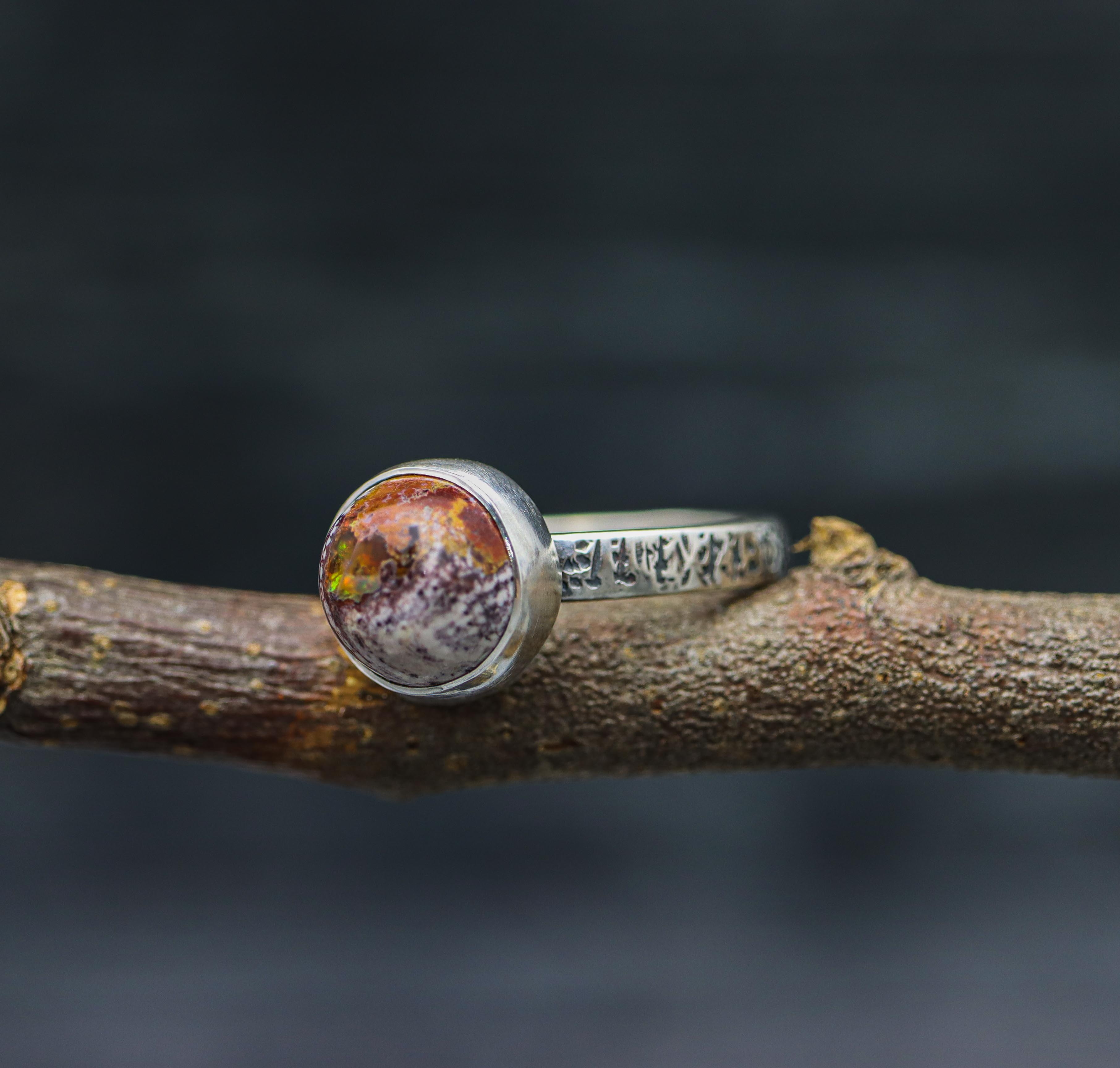 Mexican Fire Opal Ring Sterling Silver Size 9.5