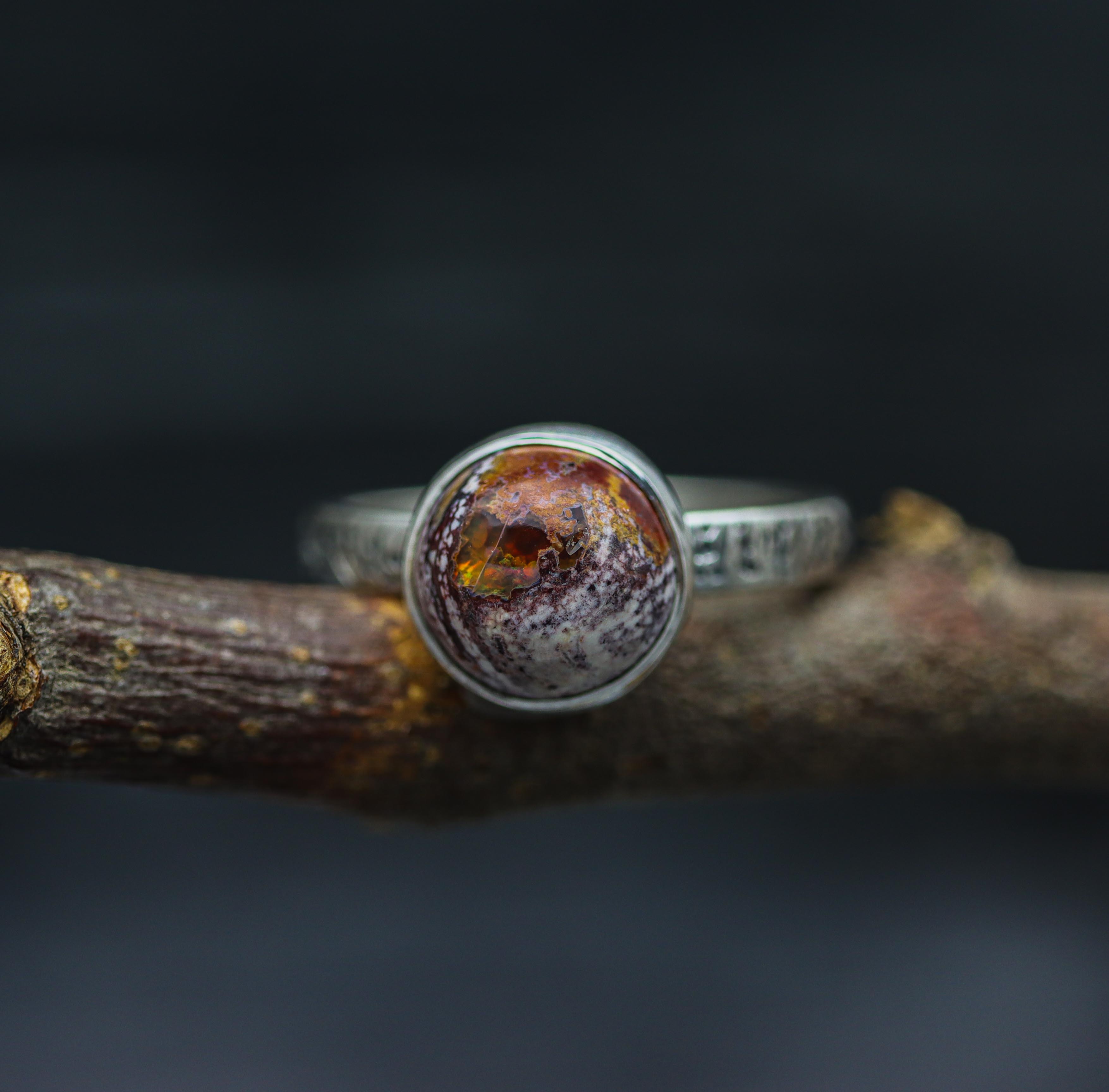 Mexican Fire Opal Ring Sterling Silver Size 9.5