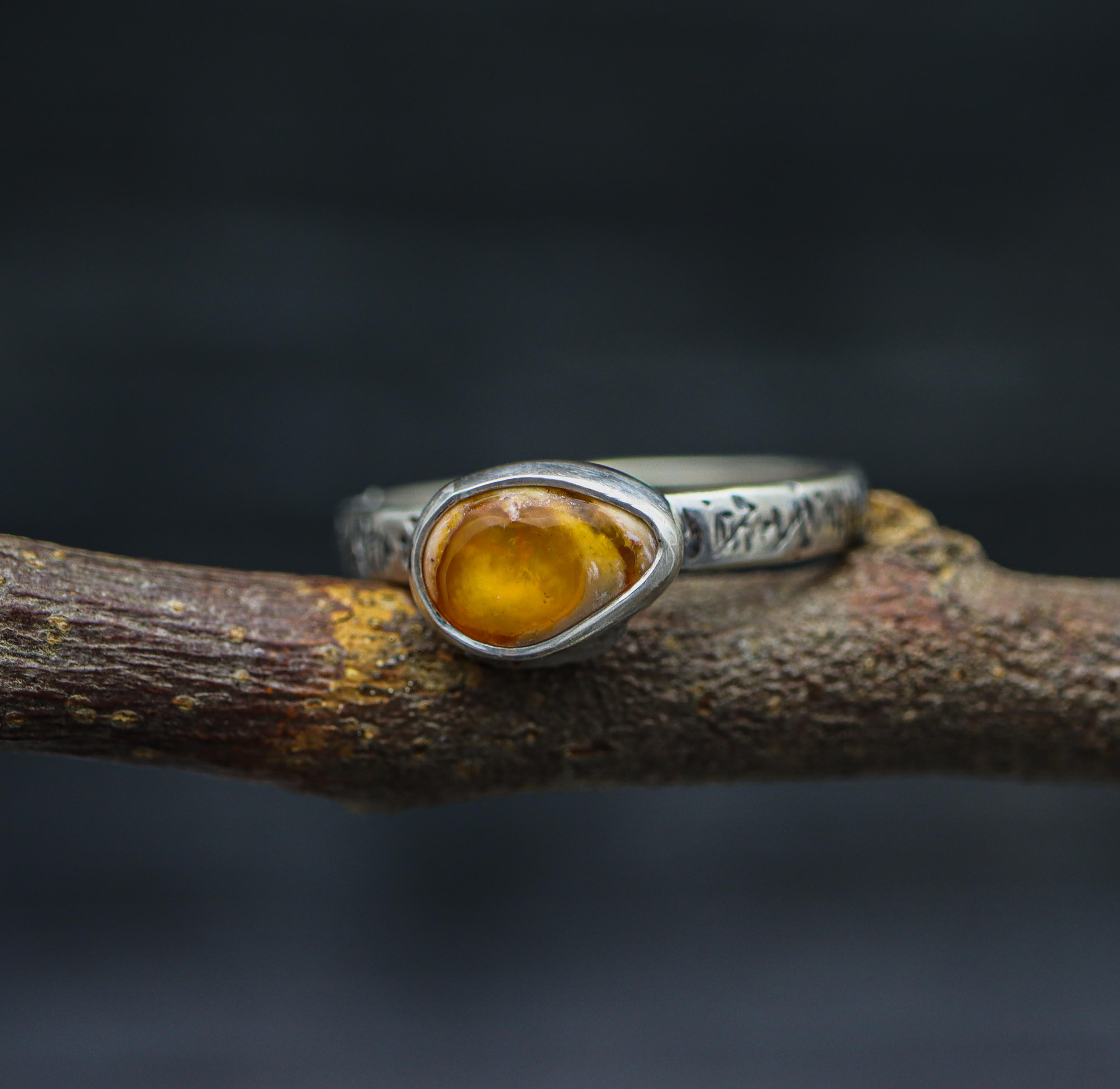 Mexican Fire Opal Ring Sterling Silver Size 10