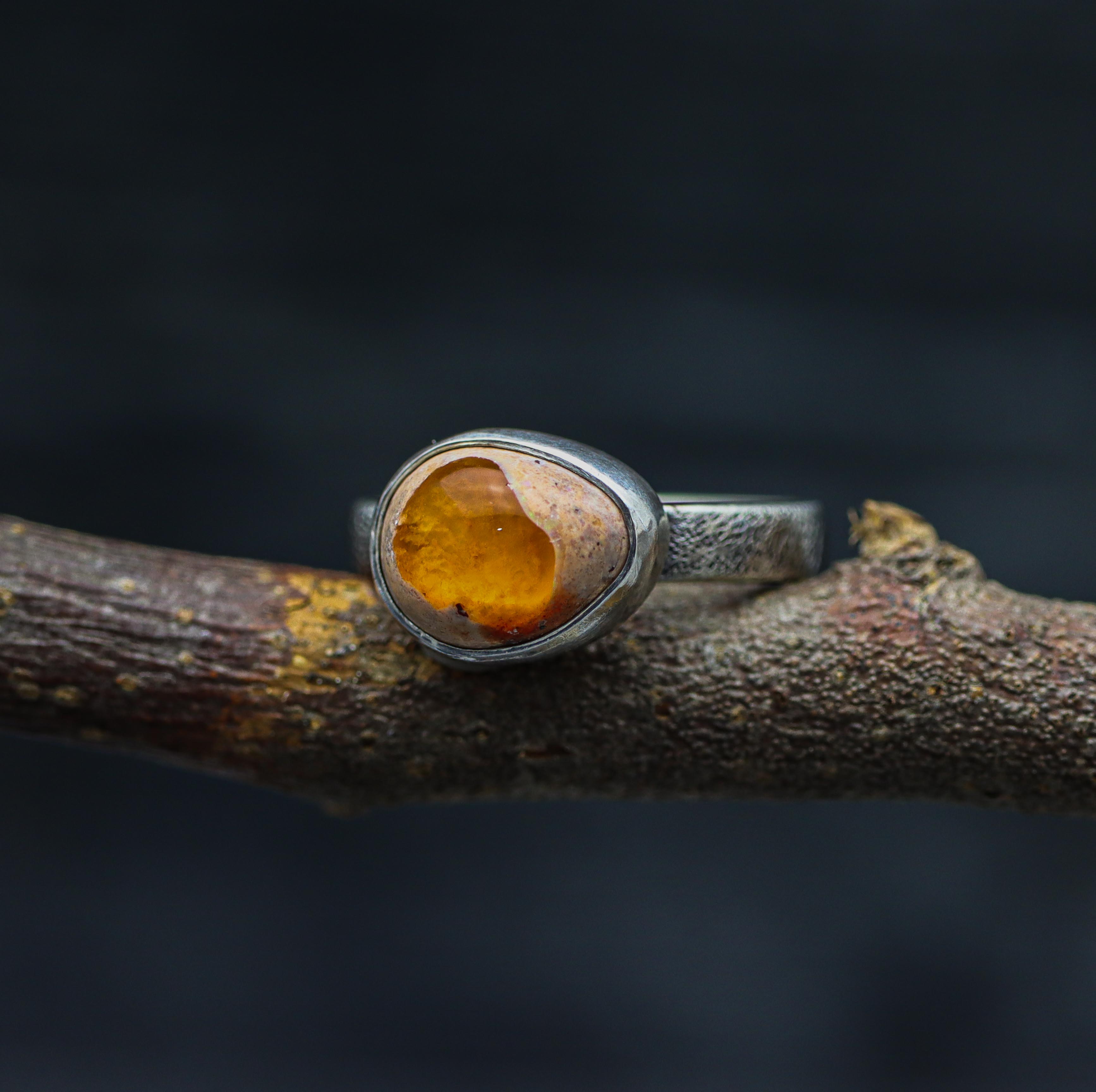 Mexican Fire Opal Ring Sterling Silver Size 6