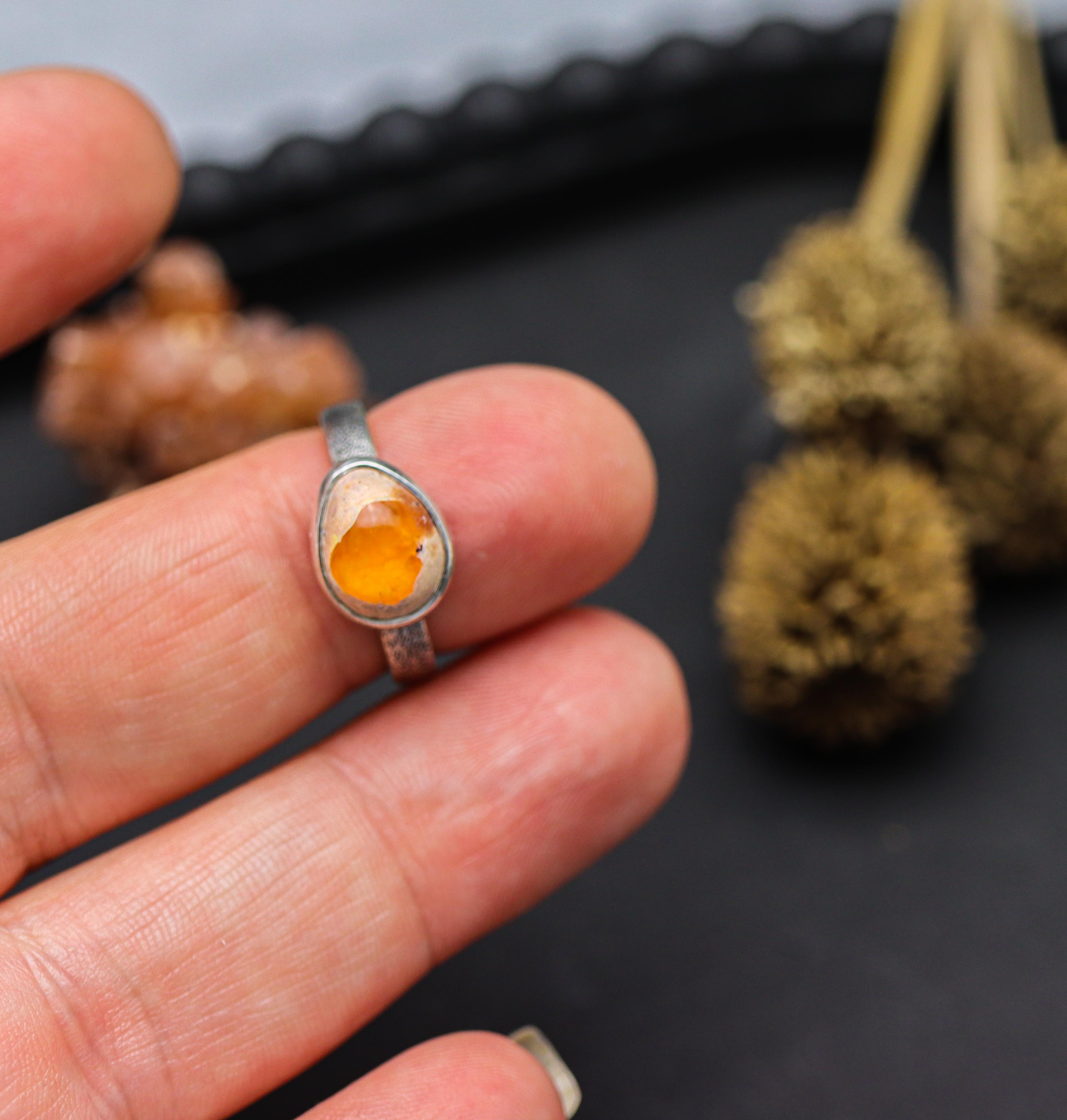 Mexican Fire Opal Ring Sterling Silver Size 6