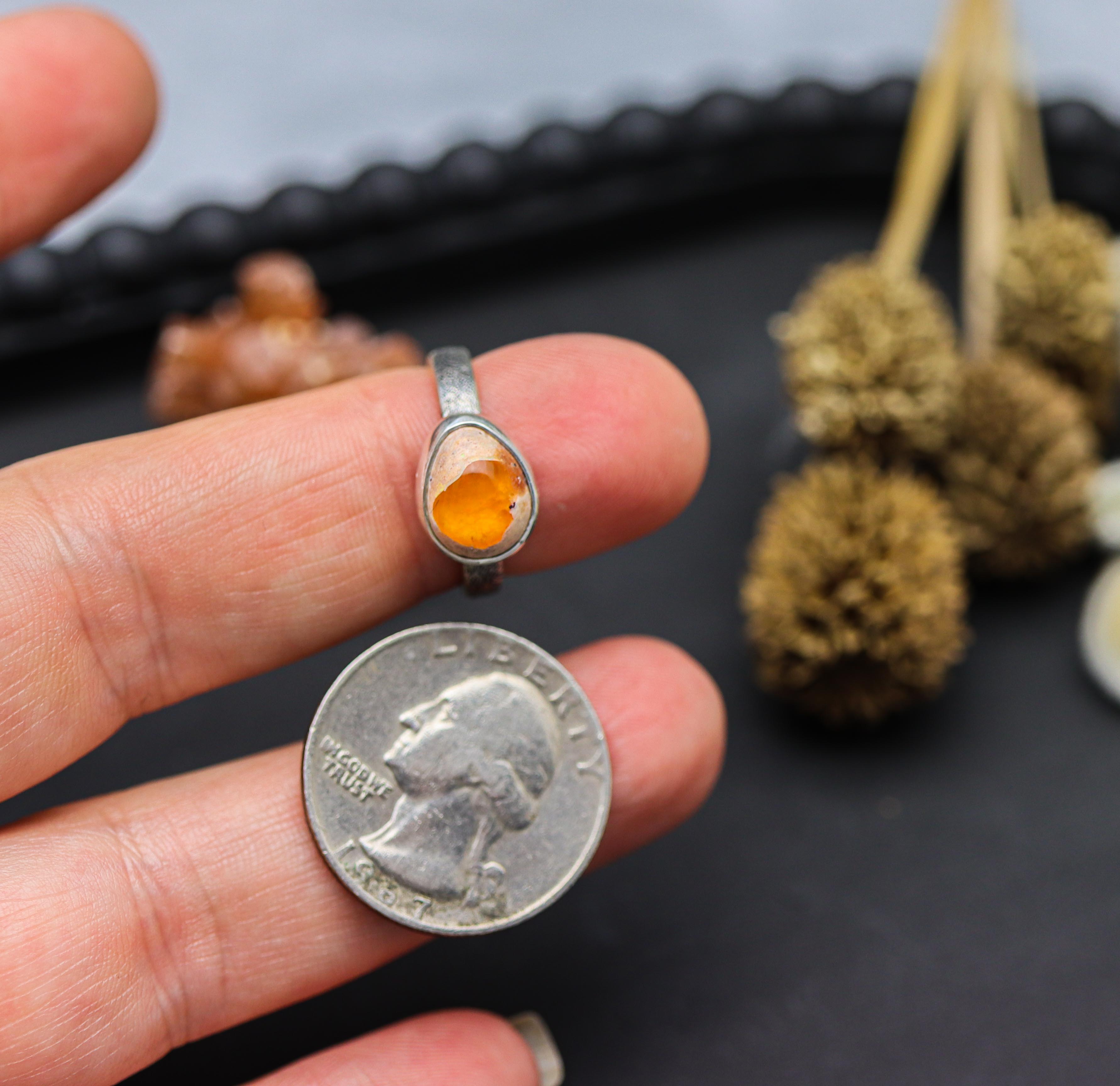 Mexican Fire Opal Ring Sterling Silver Size 6