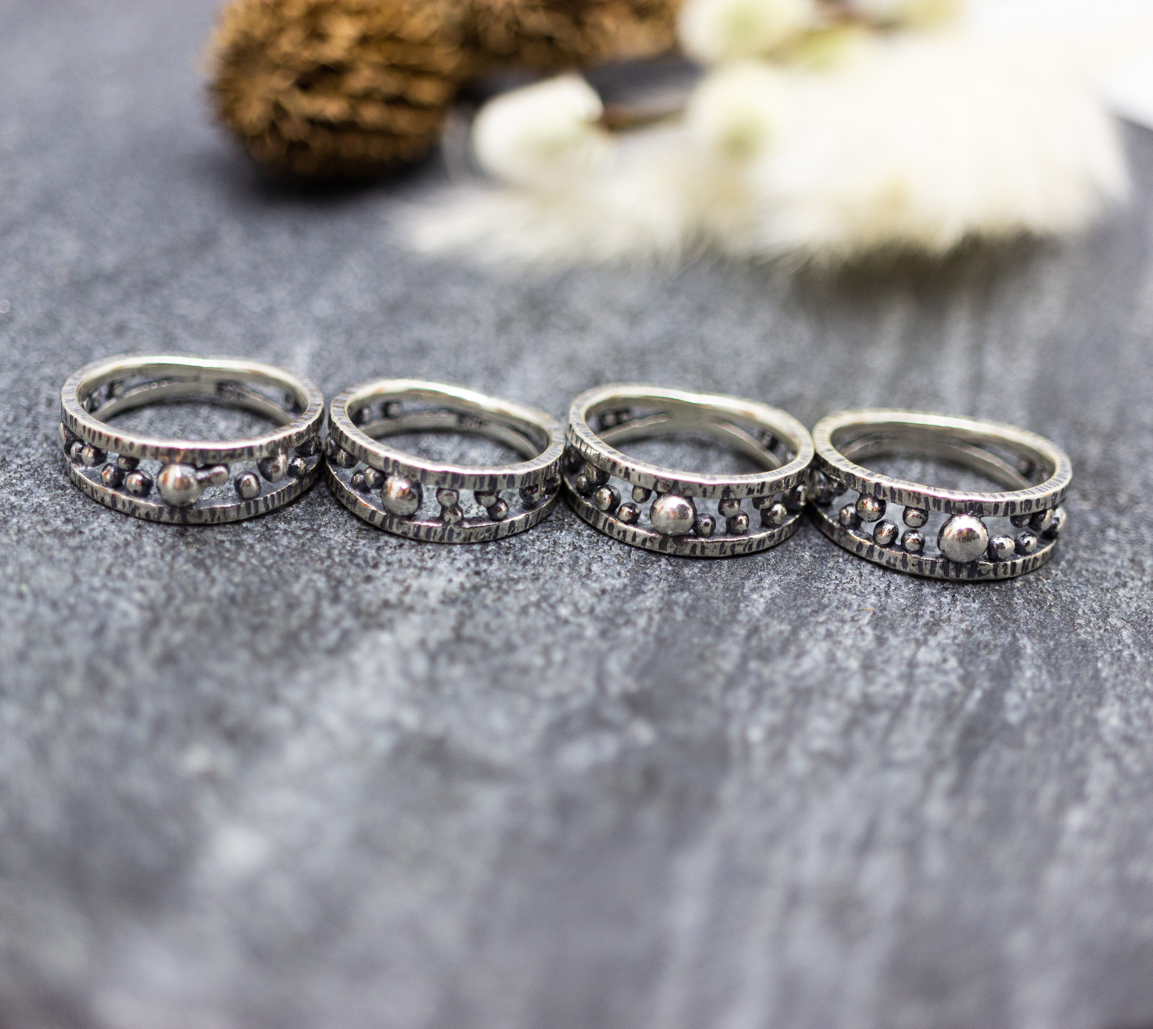 Bubbles Ring Sterling Silver Granulated Ring Made To Order