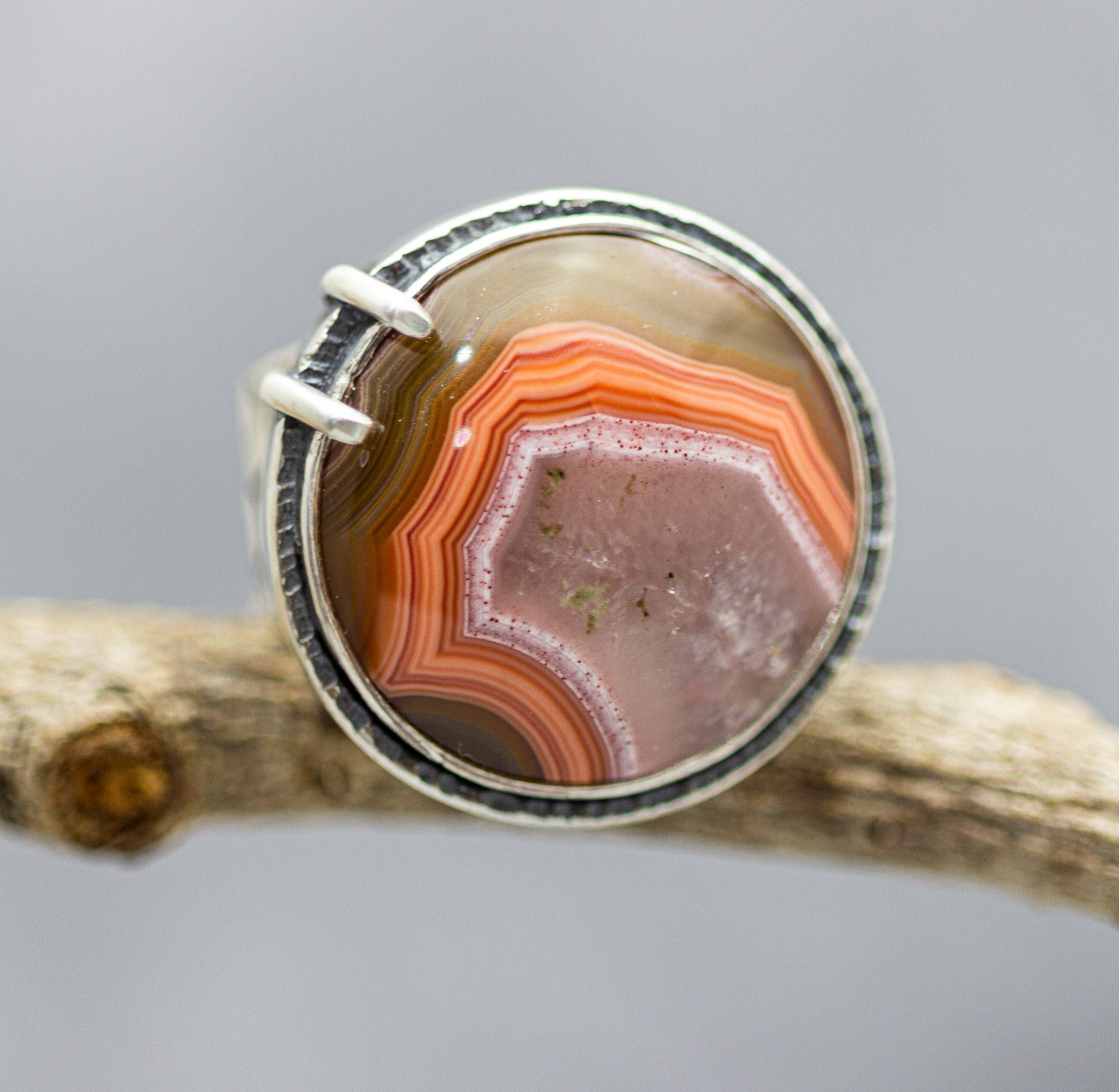Laguna Agate Sterling Silver Wide Band Ring