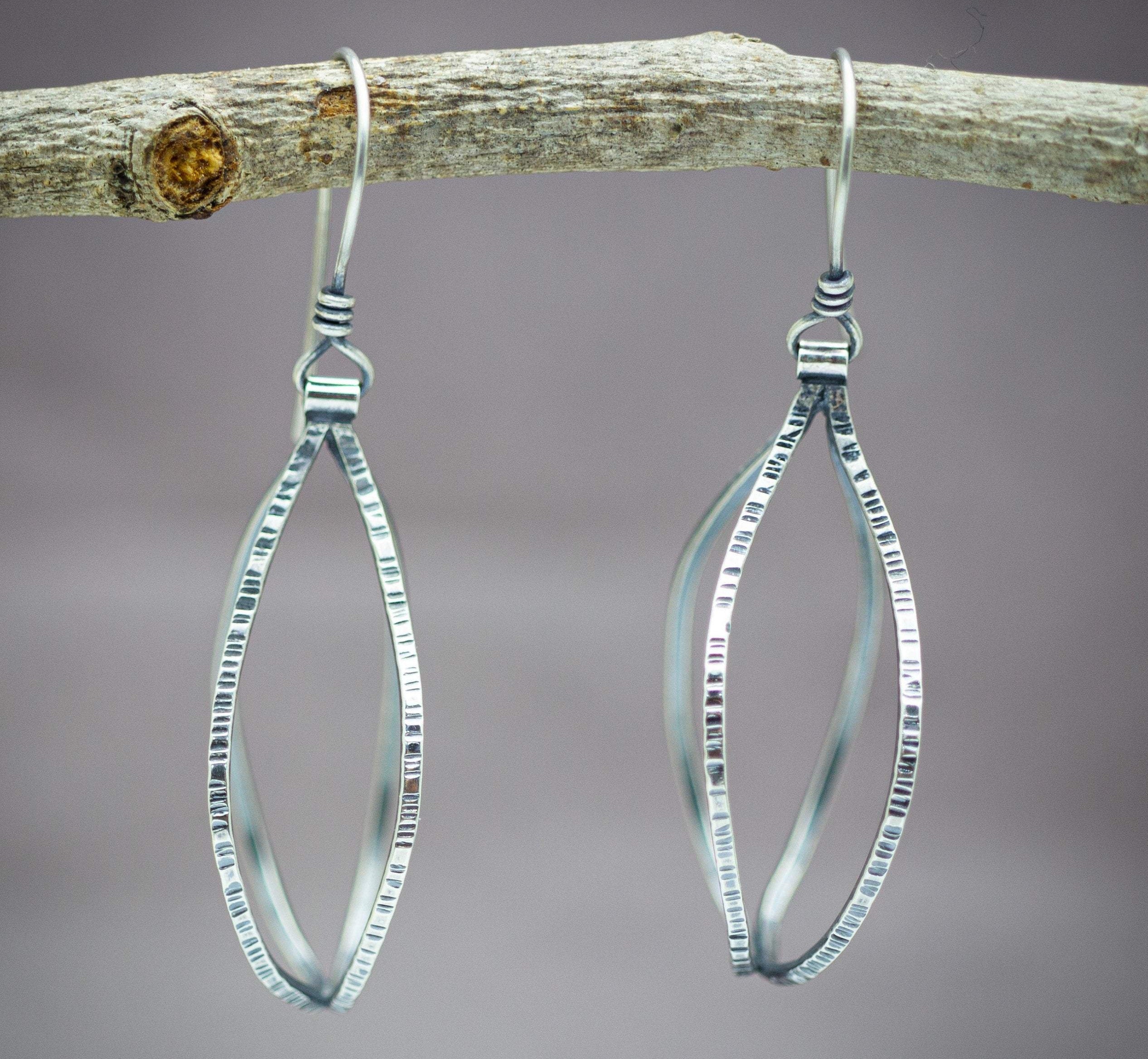 Swingy Double Hoop Drop Earrings Sterling Silver Made To Order
