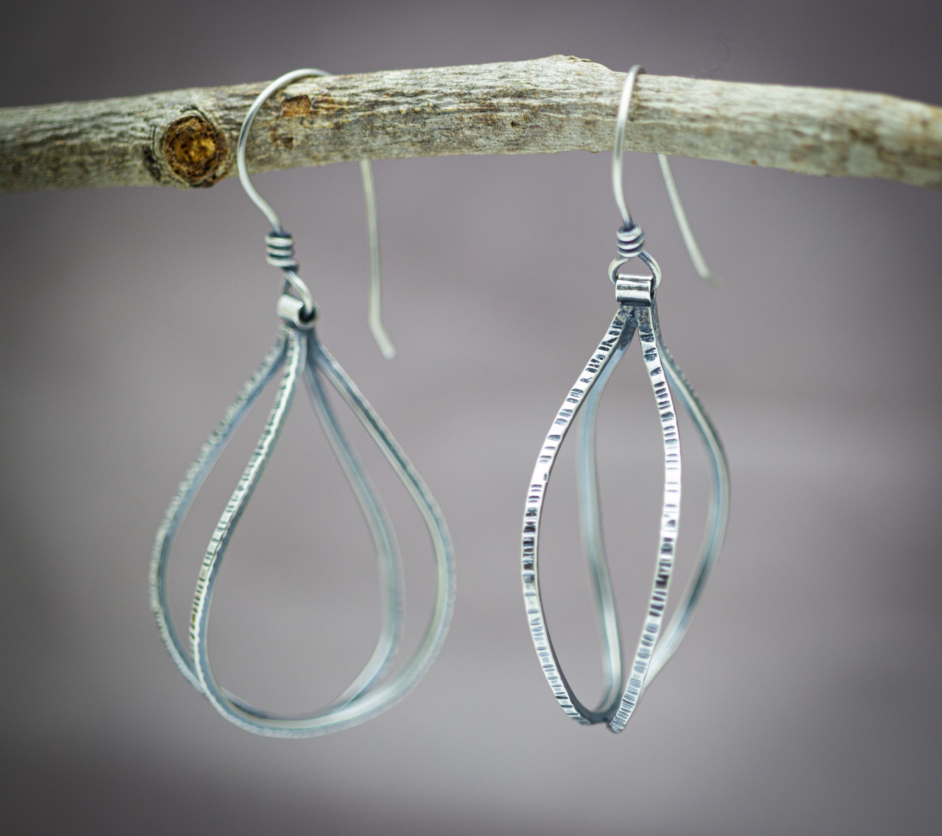 Swingy Double Hoop Drop Earrings Sterling Silver Made To Order