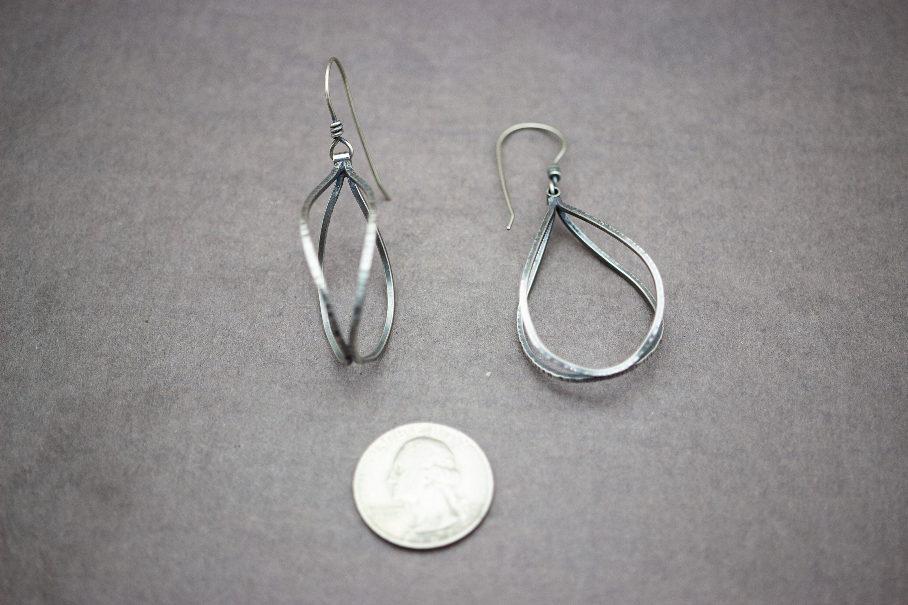 Swingy Double Hoop Drop Earrings Sterling Silver Made To Order