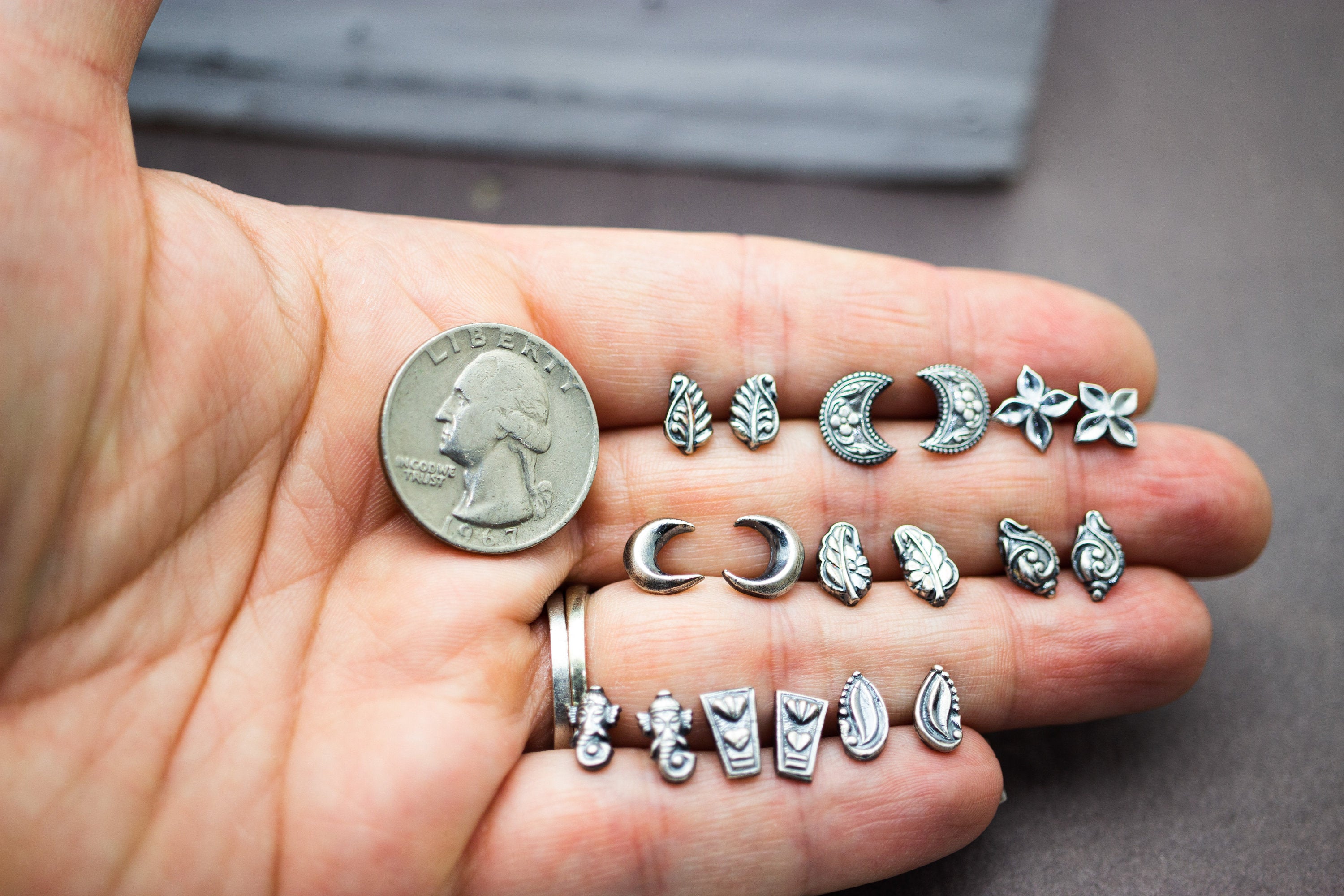 Leaf Stud Earrings Fine and Sterling Silver