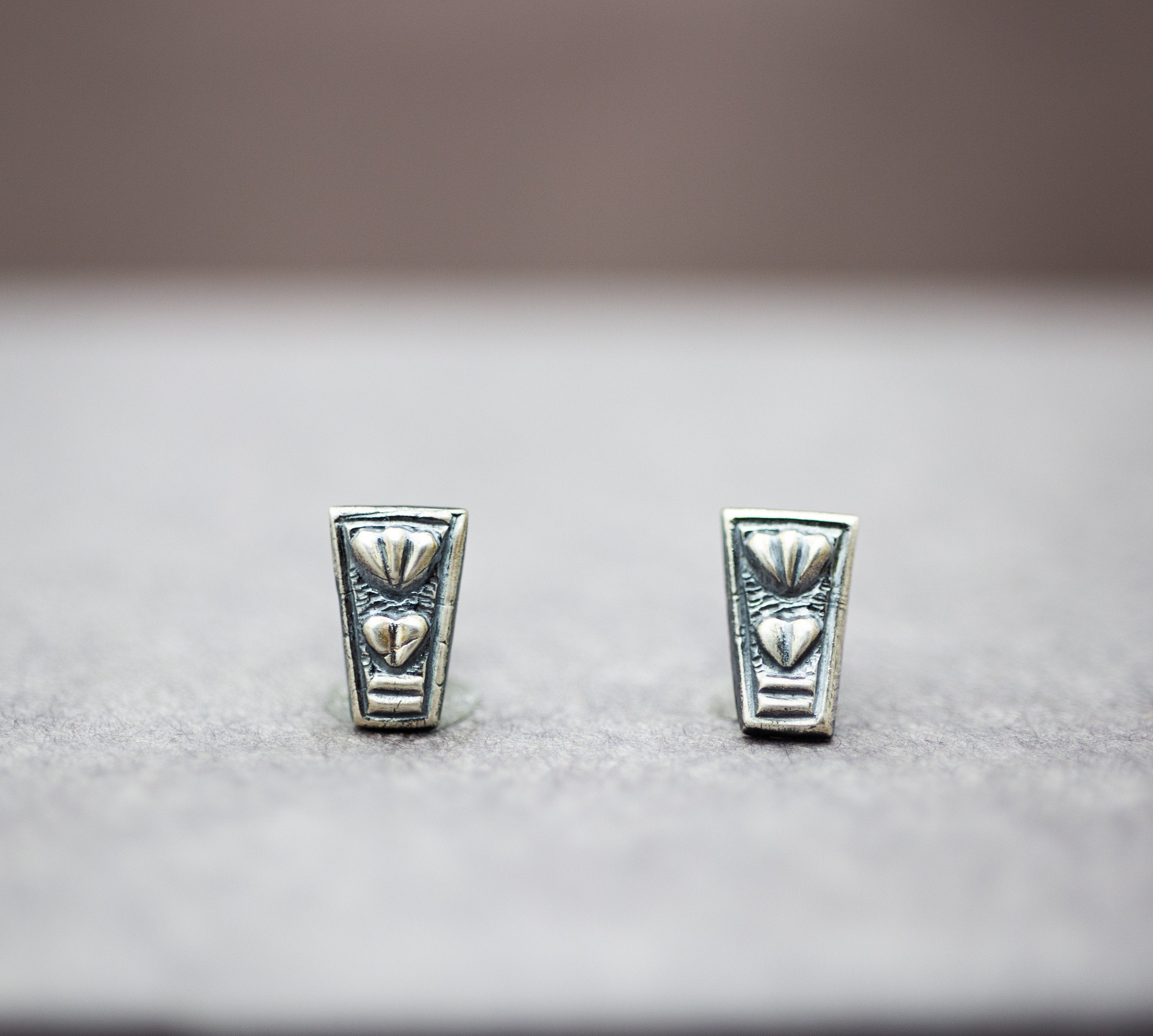 Heart Stud Earrings Fine and Sterling Silver