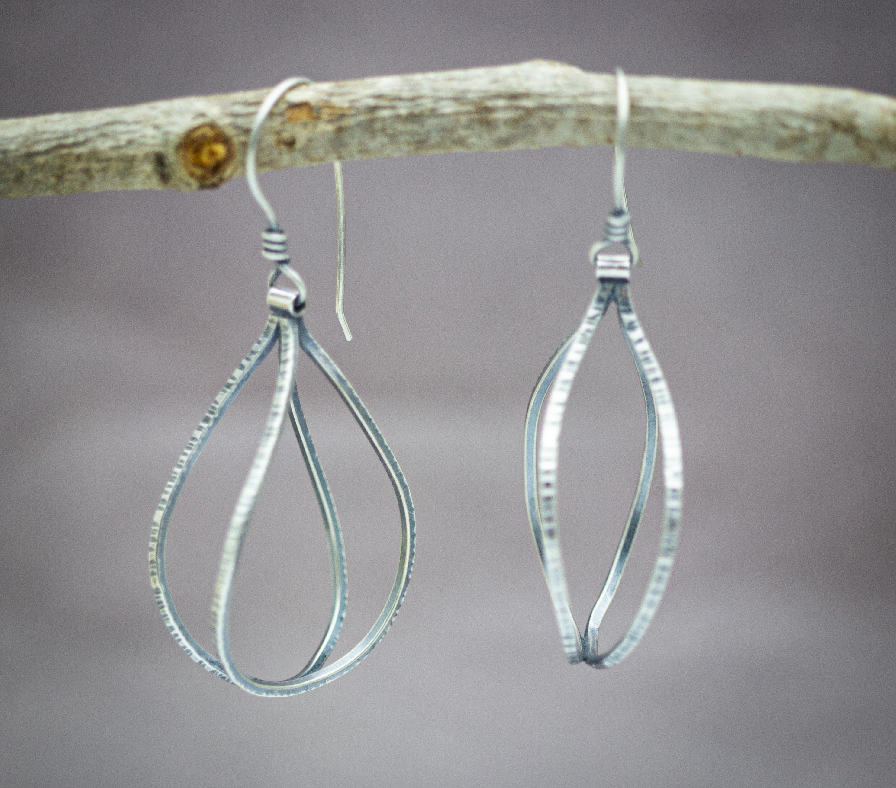 Swingy Double Hoop Drop Earrings Sterling Silver Made To Order