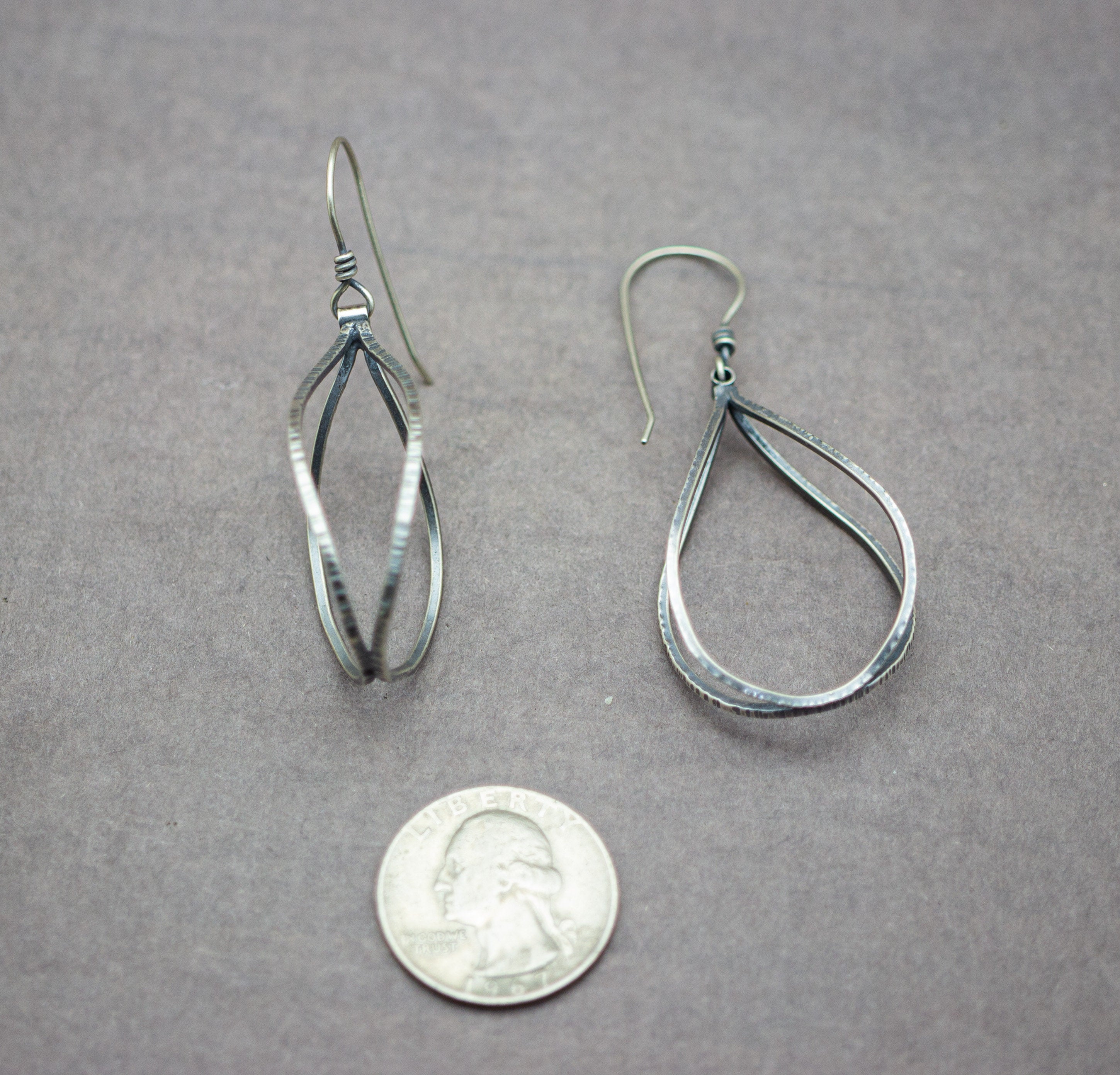 Swingy Double Hoop Drop Earrings Sterling Silver Made To Order