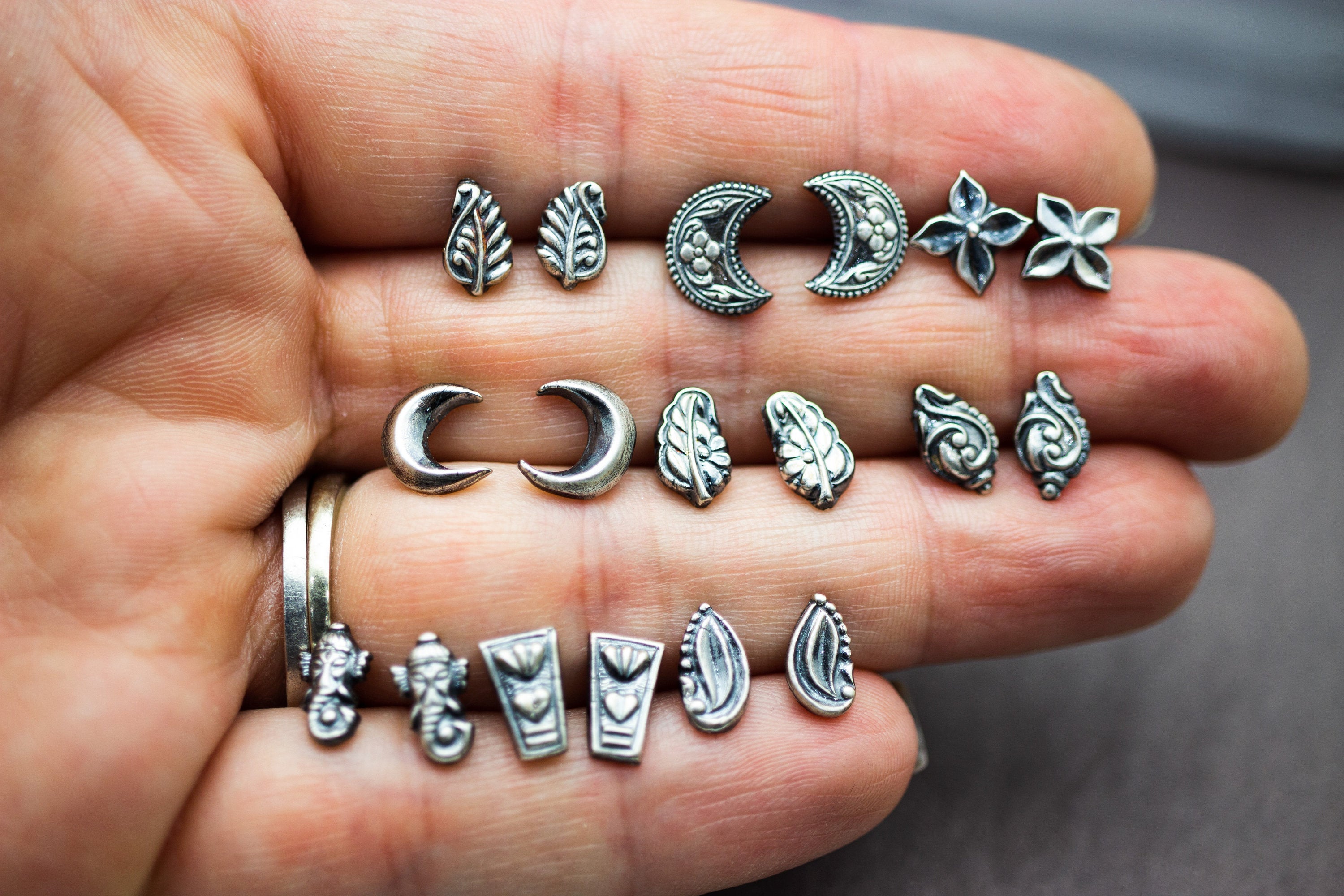 Leaf Stud Earrings Fine and Sterling Silver