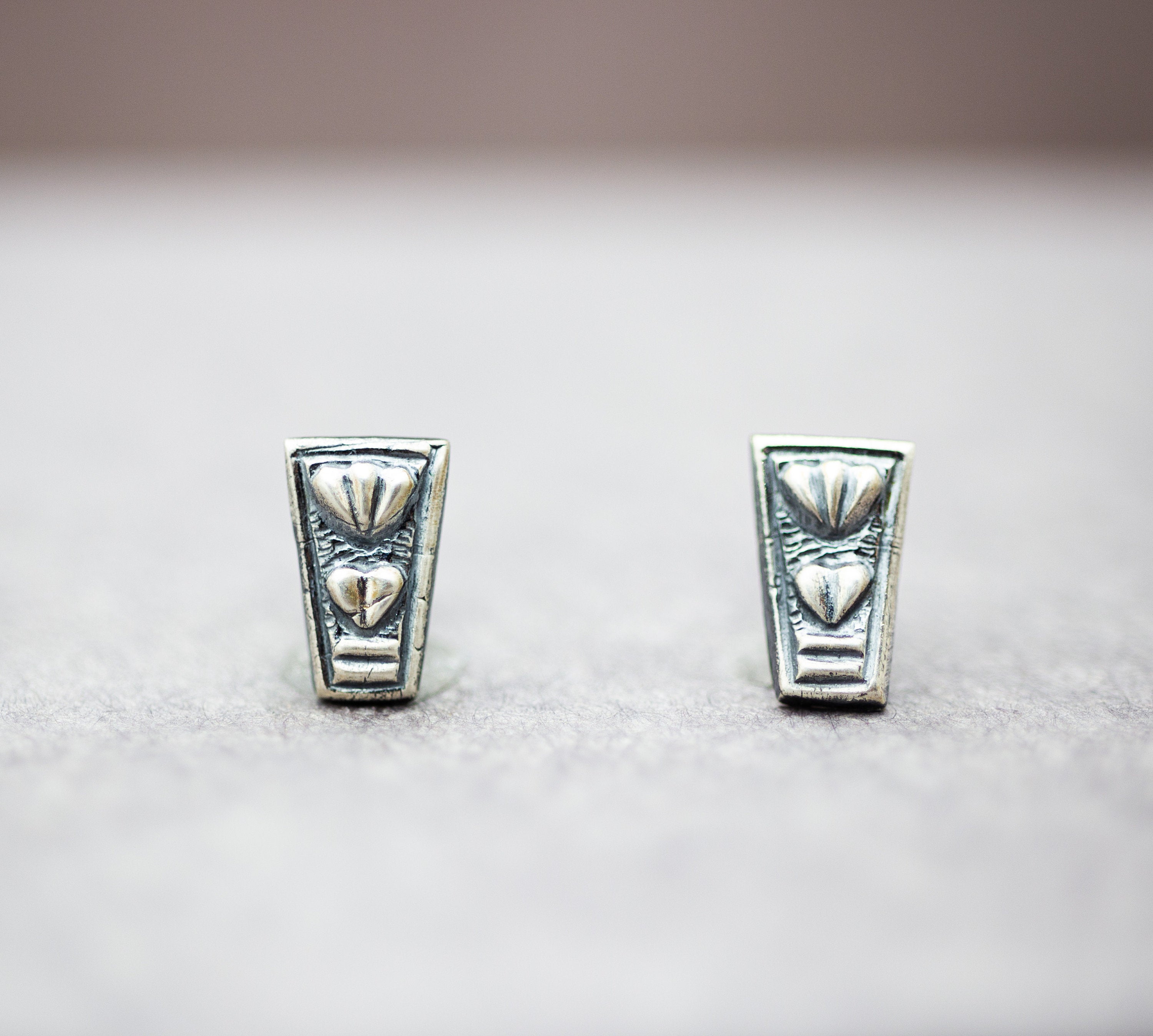 Heart Stud Earrings Fine and Sterling Silver