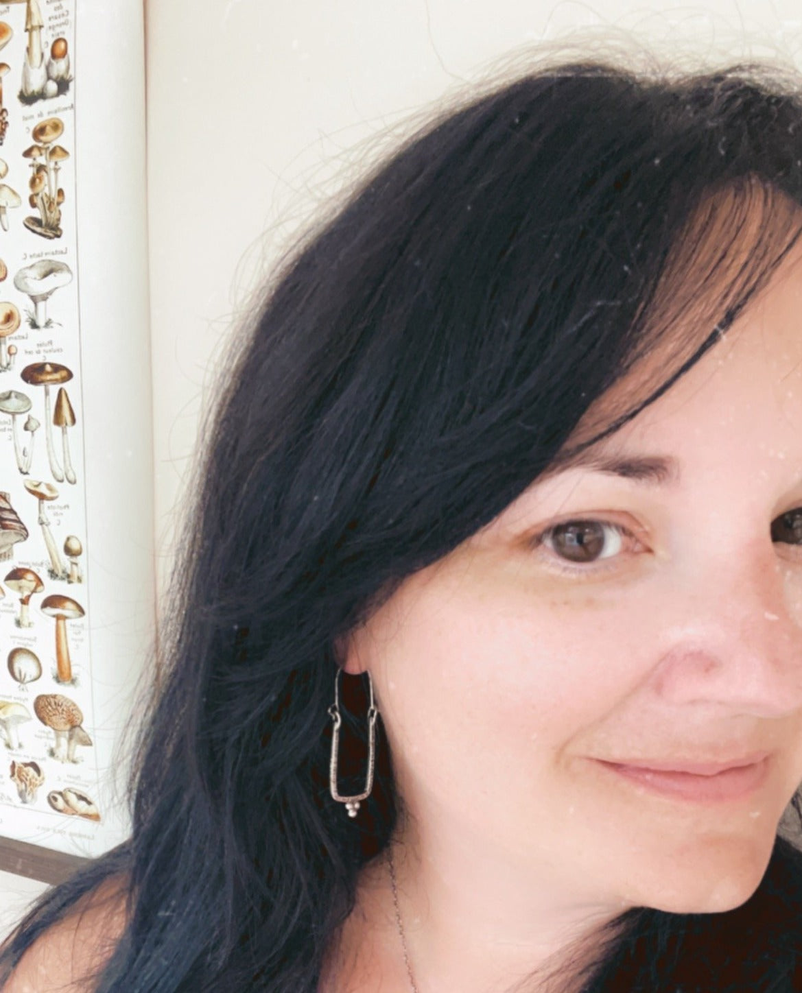 Narrow Rectangle Granulated Hoop Earrings in Sterling Silver Made To Order