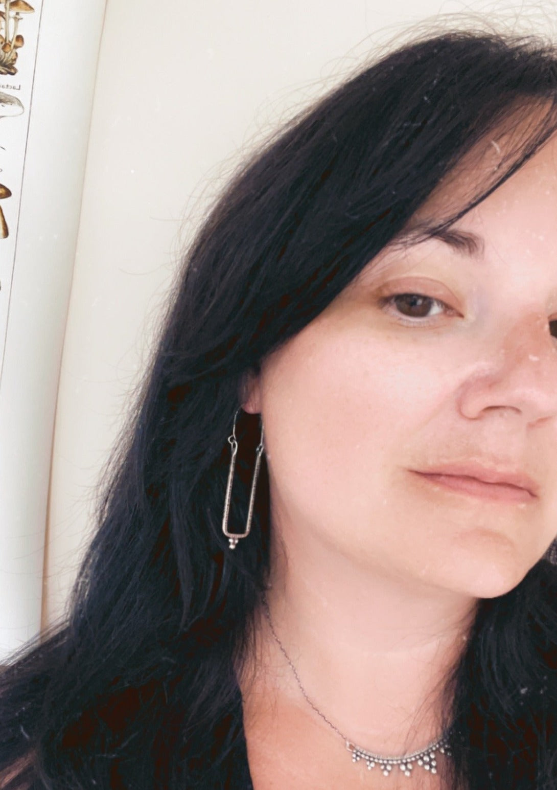 Narrow Rectangle Granulated Hoop Earrings in Sterling Silver Made To Order