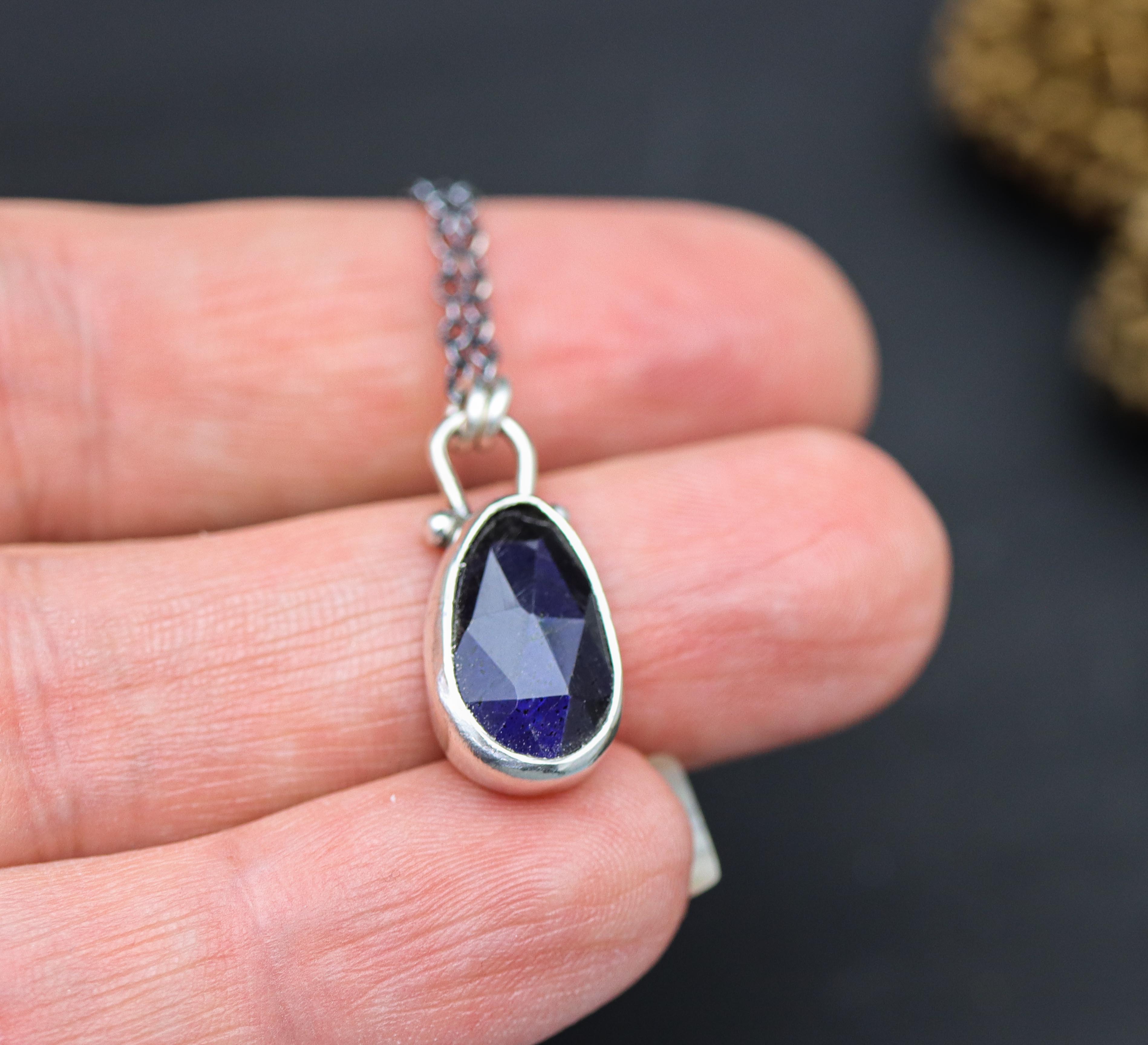 Midnight Labradorite Petite Pendant Necklace in Sterling Silver