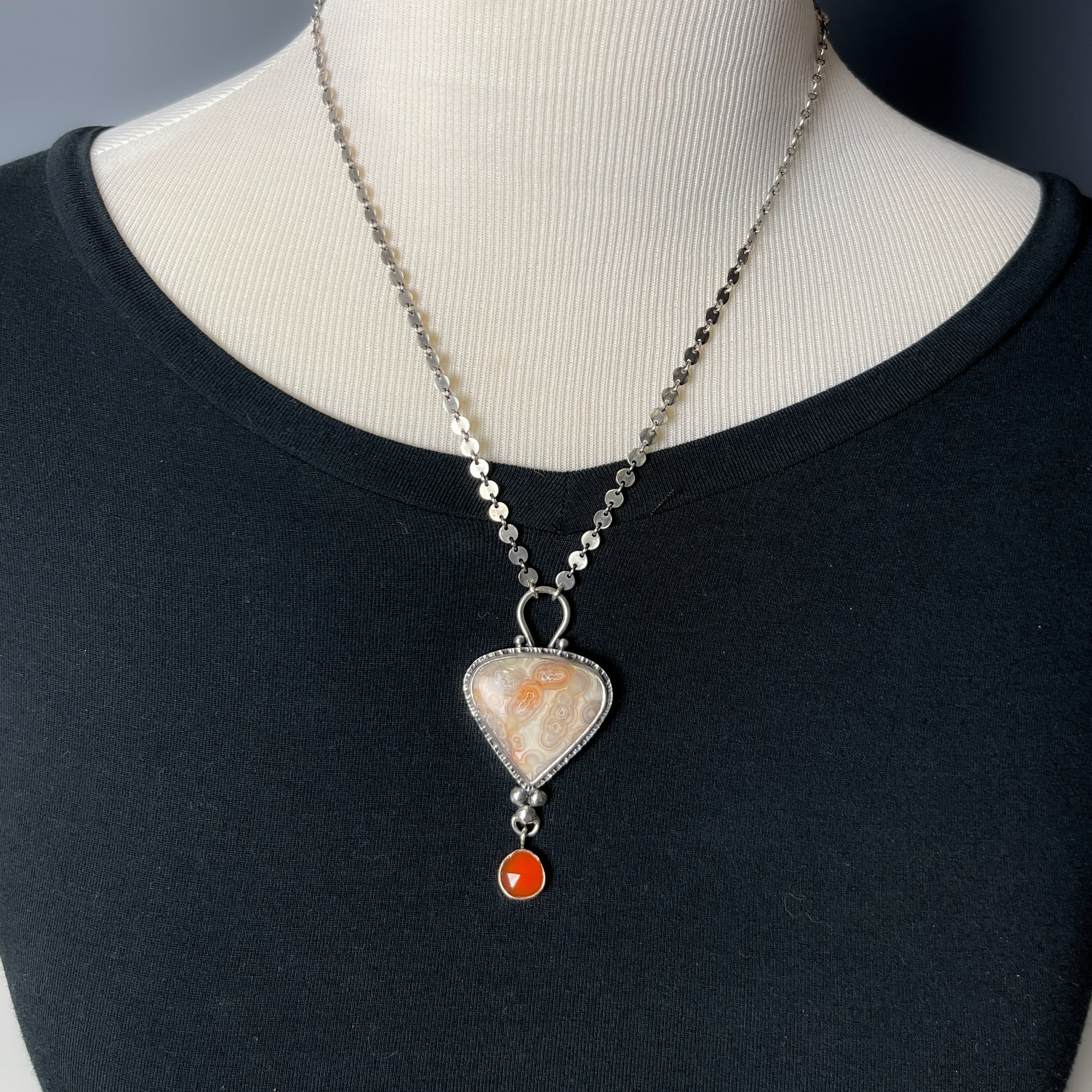 Laguna Agate and Carnelian Necklace Sterling Silver