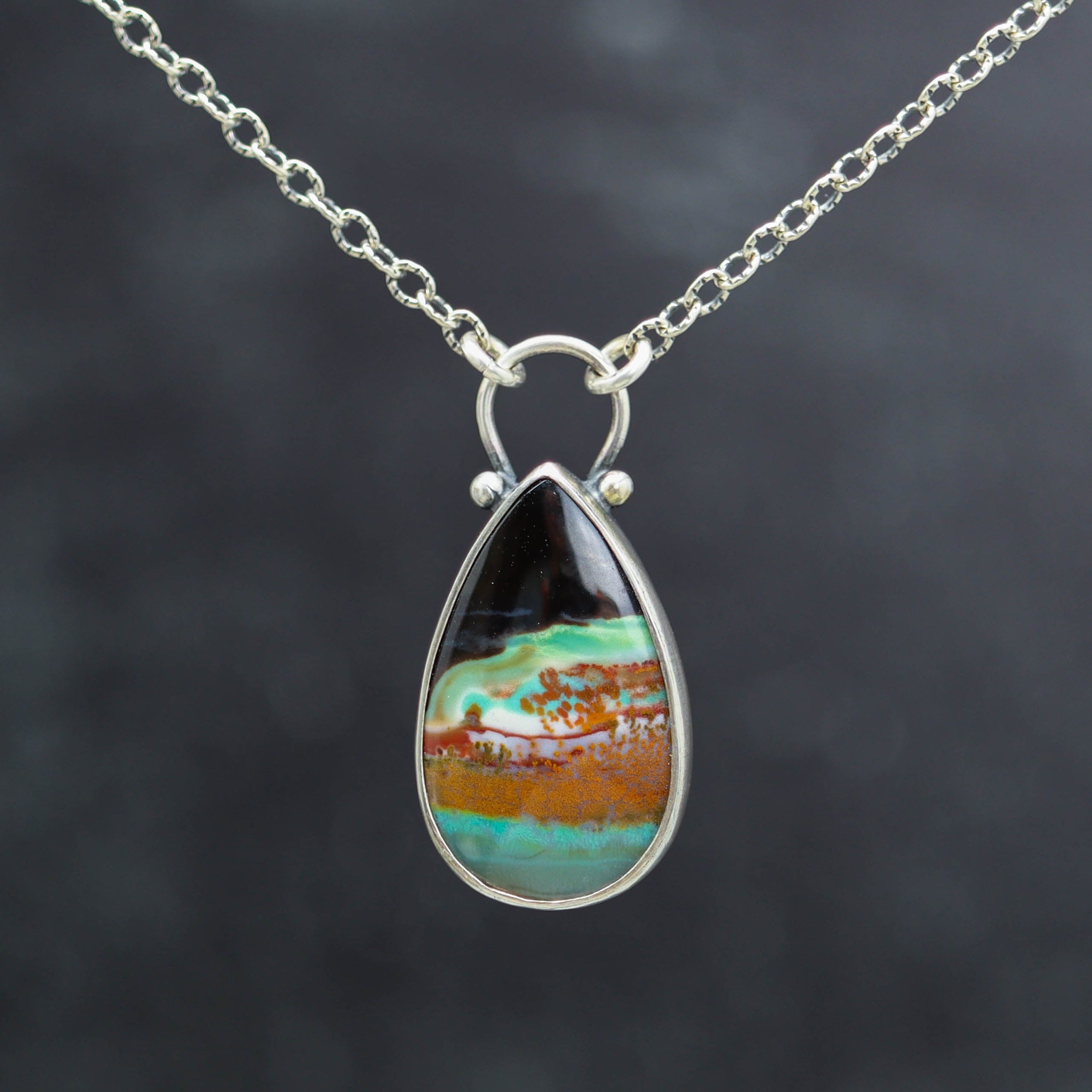 Petrified Opal Wood Pendant Sterling Silver Gemstone Necklace