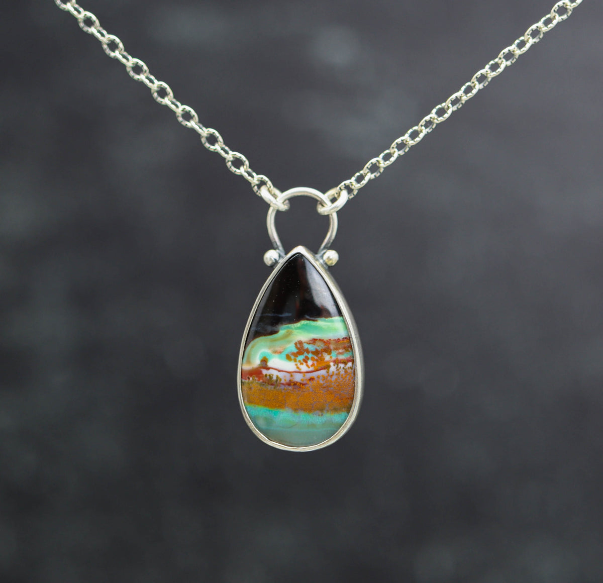Petrified Opal Wood Pendant Sterling Silver Gemstone Necklace