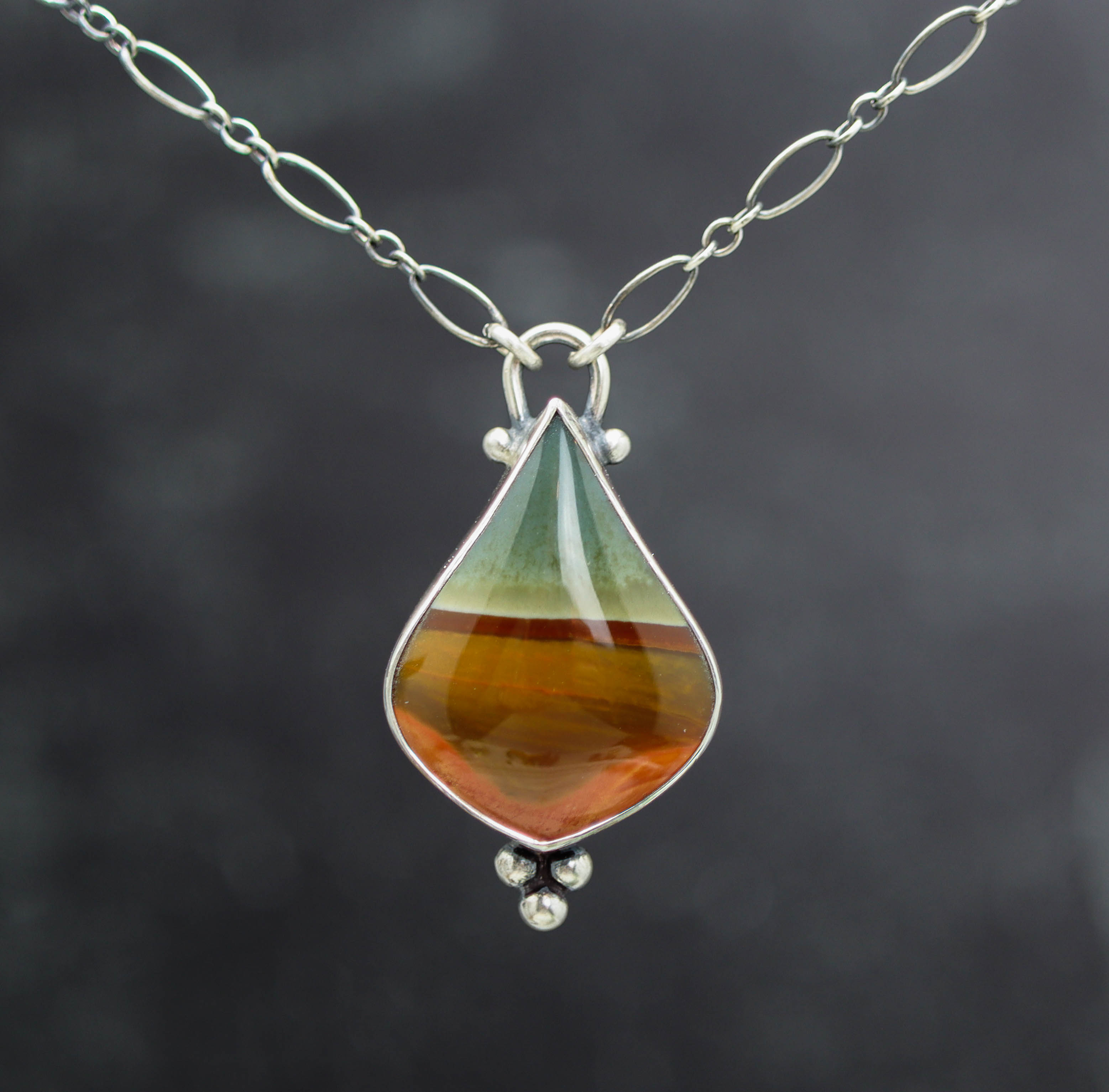 Polychrome Jasper Pendant Necklace in Sterling Silver