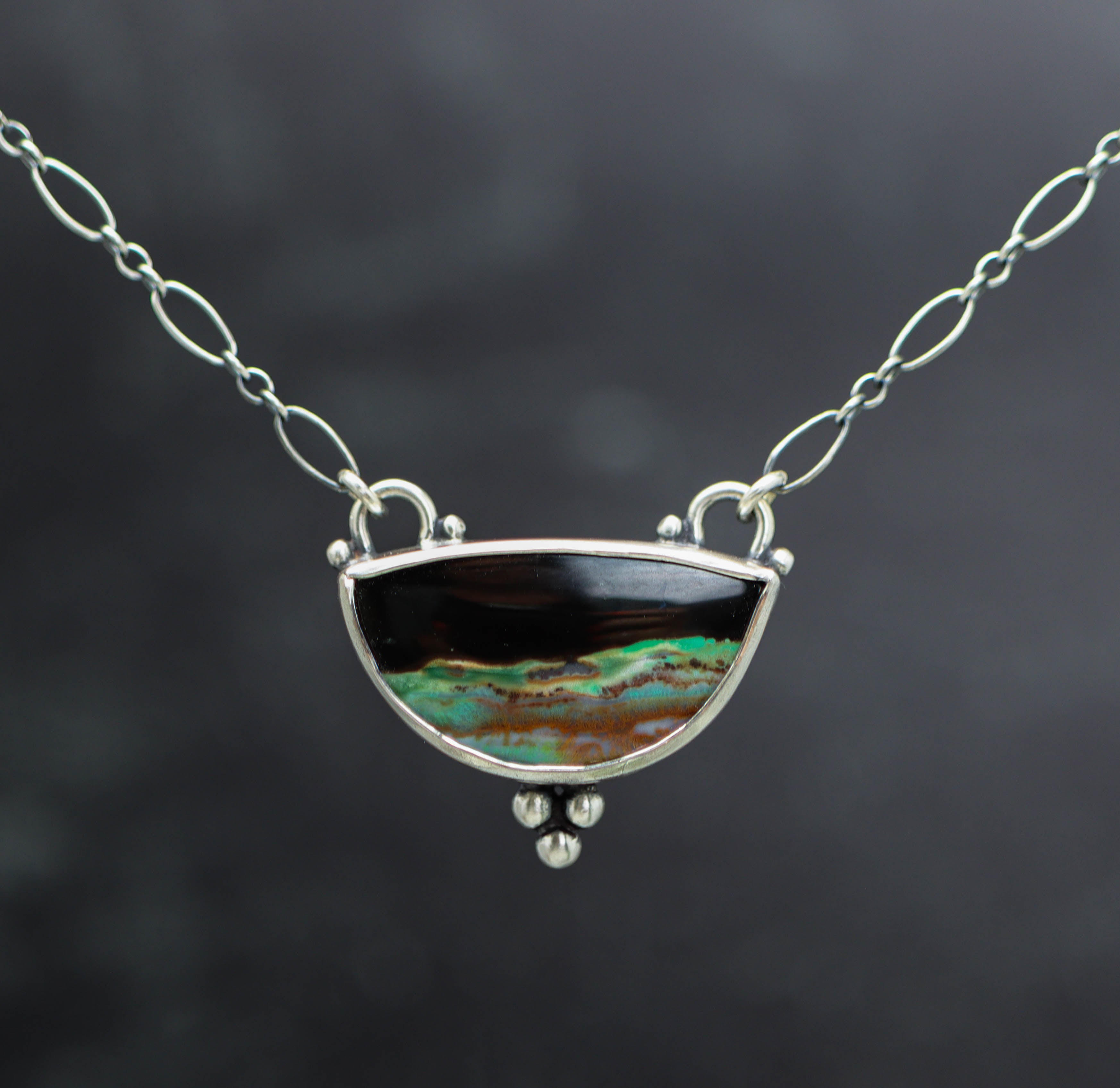 Petrified Opal Wood Pendant Sterling Silver Gemstone Necklace