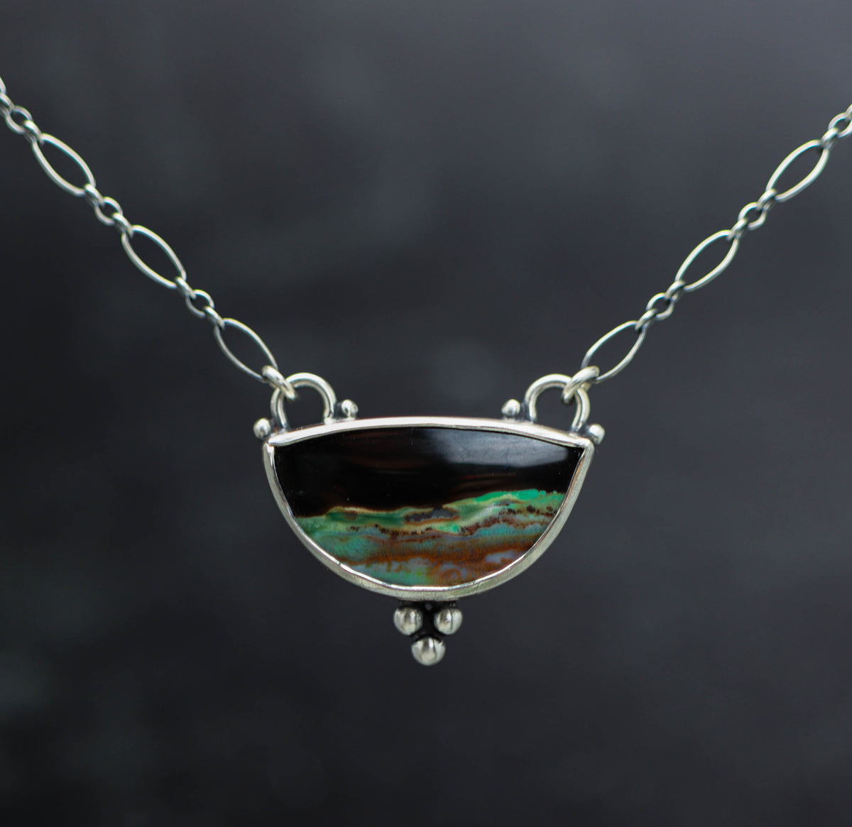 Petrified Opal Wood Pendant Sterling Silver Gemstone Necklace