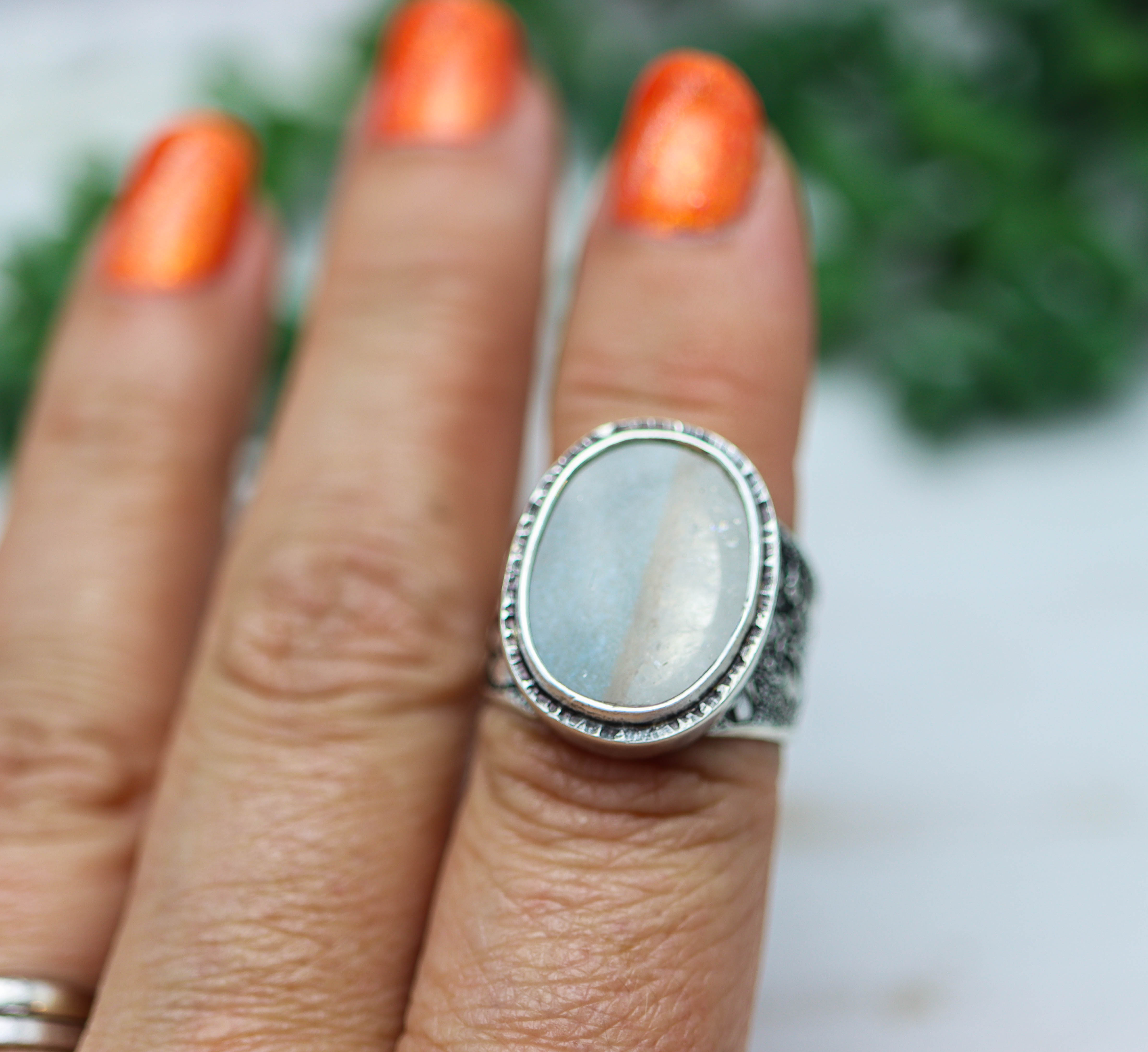 Gilalite Quartz Sterling Silver Wide Band Ring