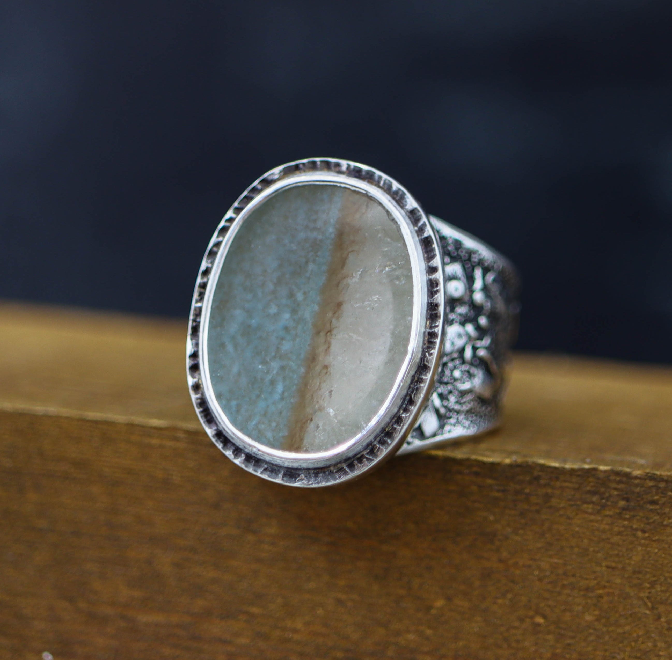 Gilalite Quartz Sterling Silver Wide Band Ring