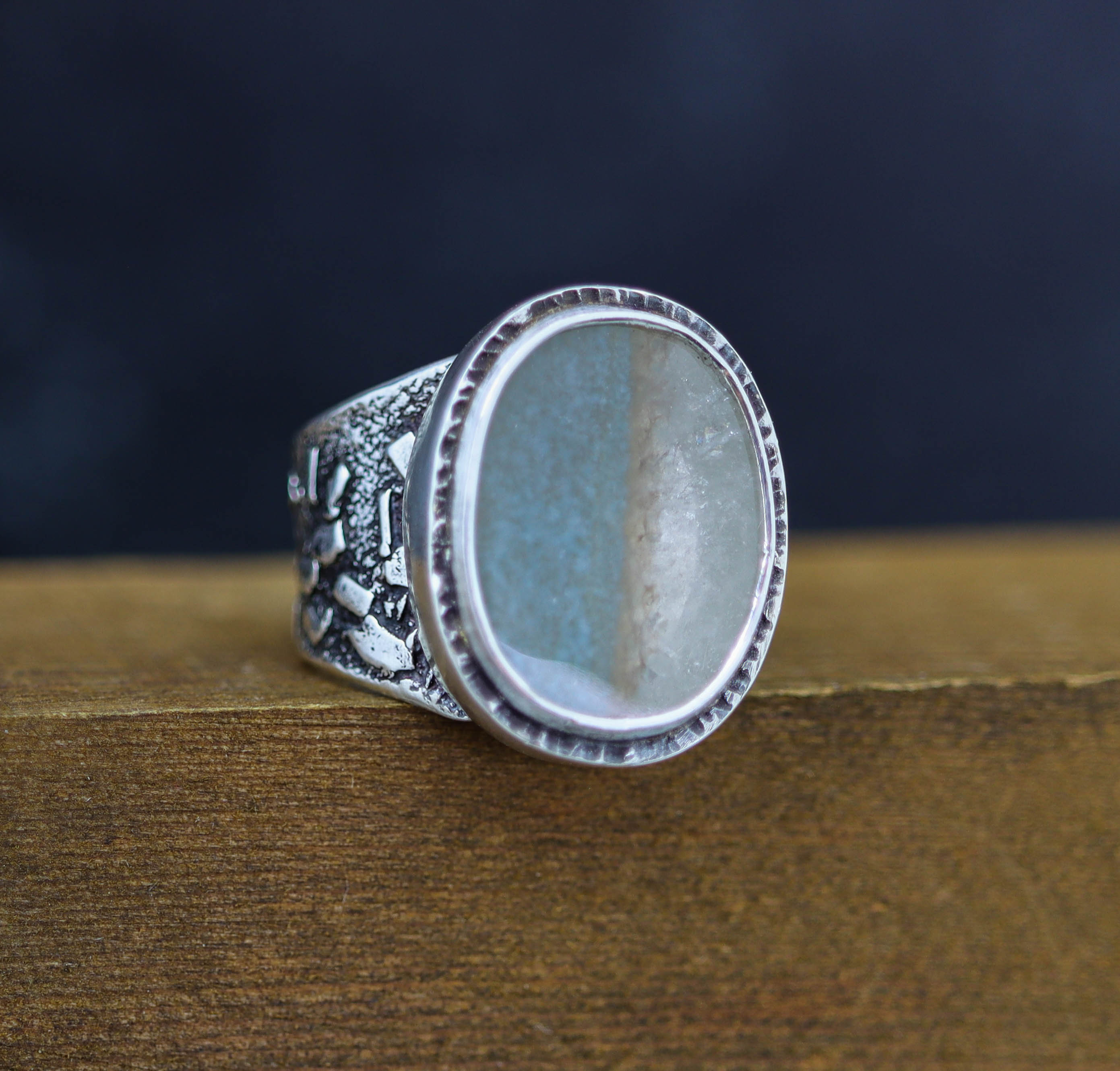 Gilalite Quartz Sterling Silver Wide Band Ring