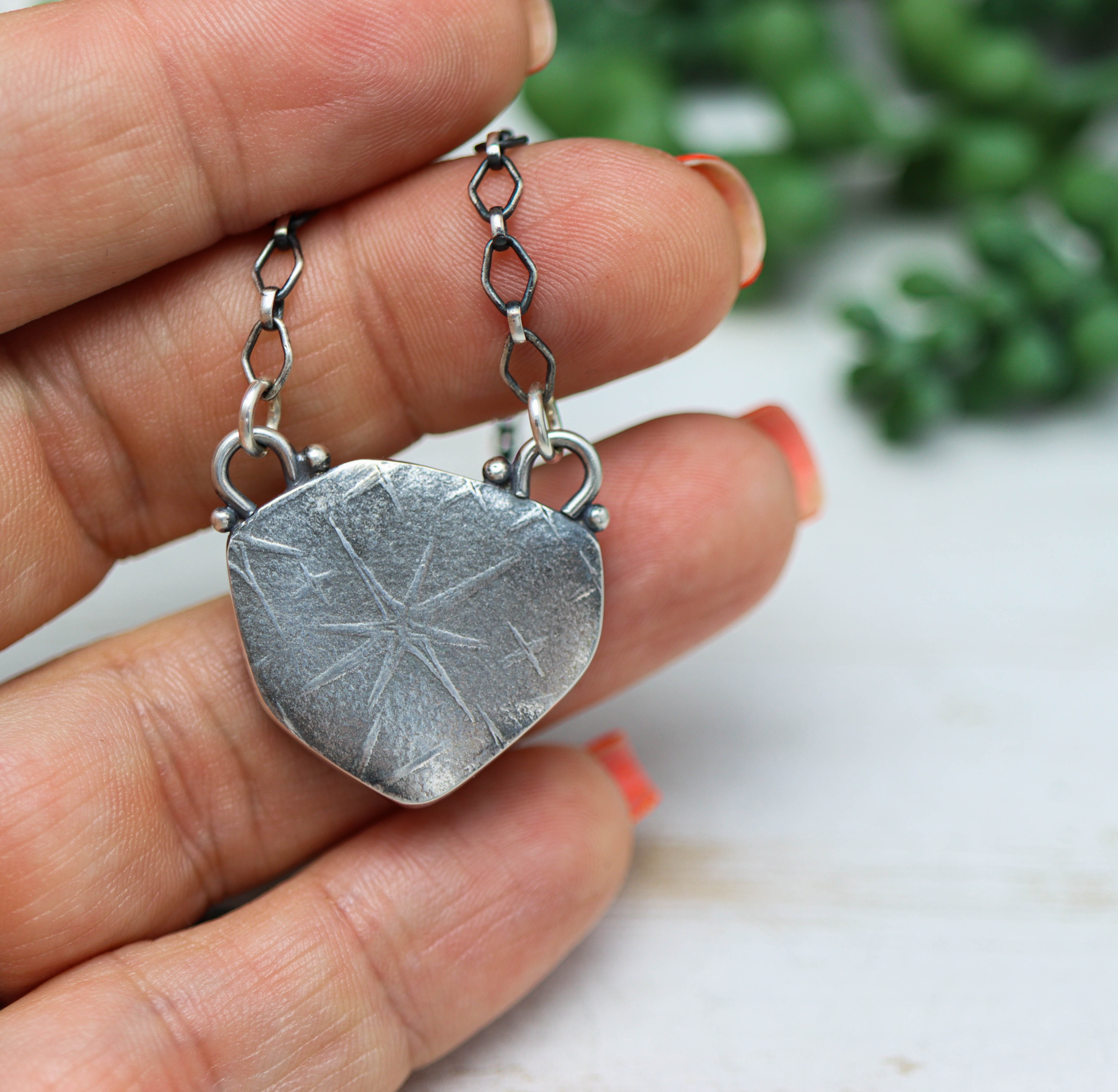 Pink Watermelon Tourmaline Slice Pendant Necklace in Sterling Silver