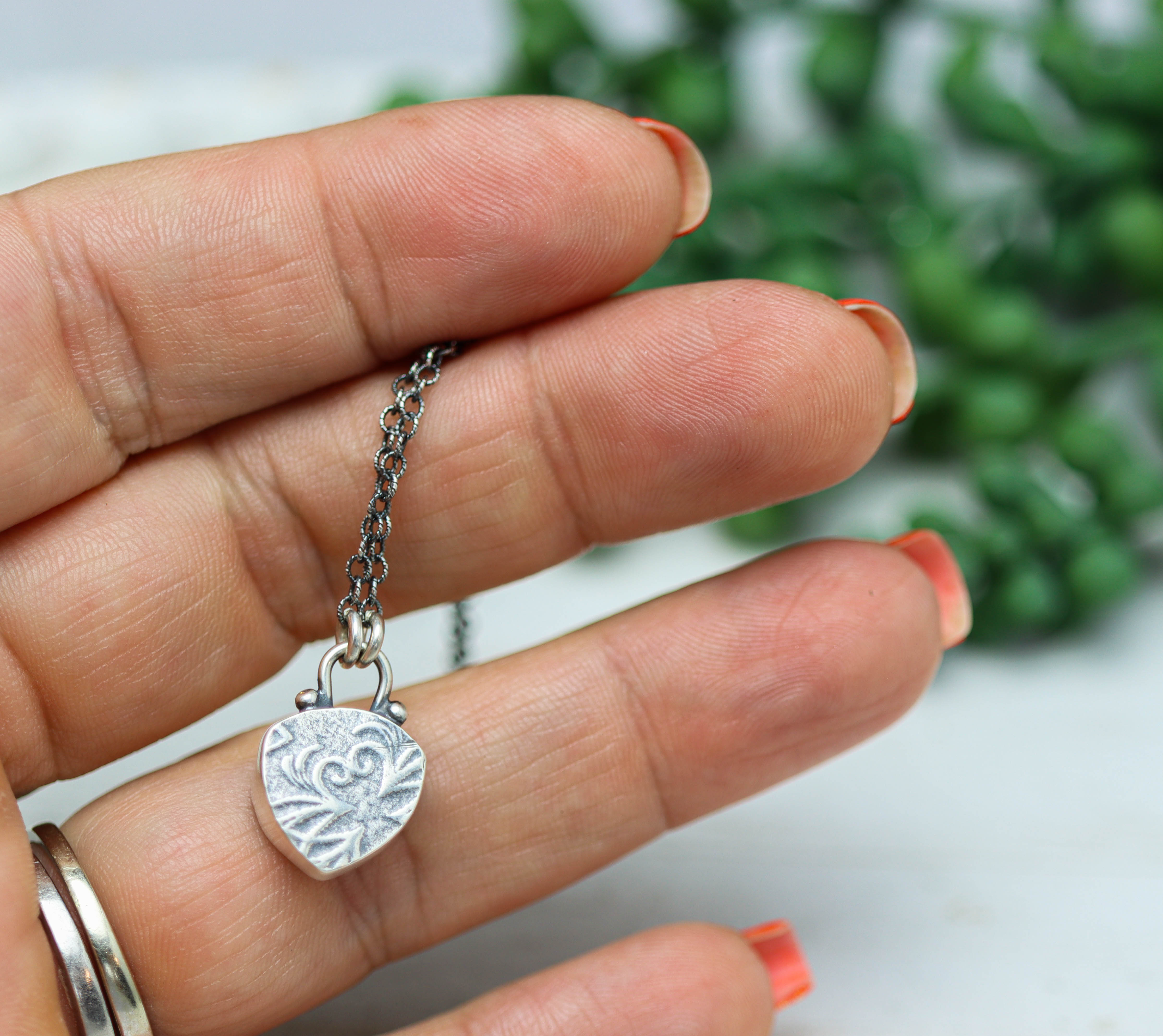 Watermelon Tourmaline Slice Pendant Necklace in Sterling Silver