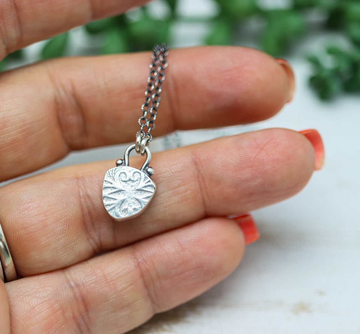 Pink Tourmaline Slice Pendant Necklace in Sterling Silver