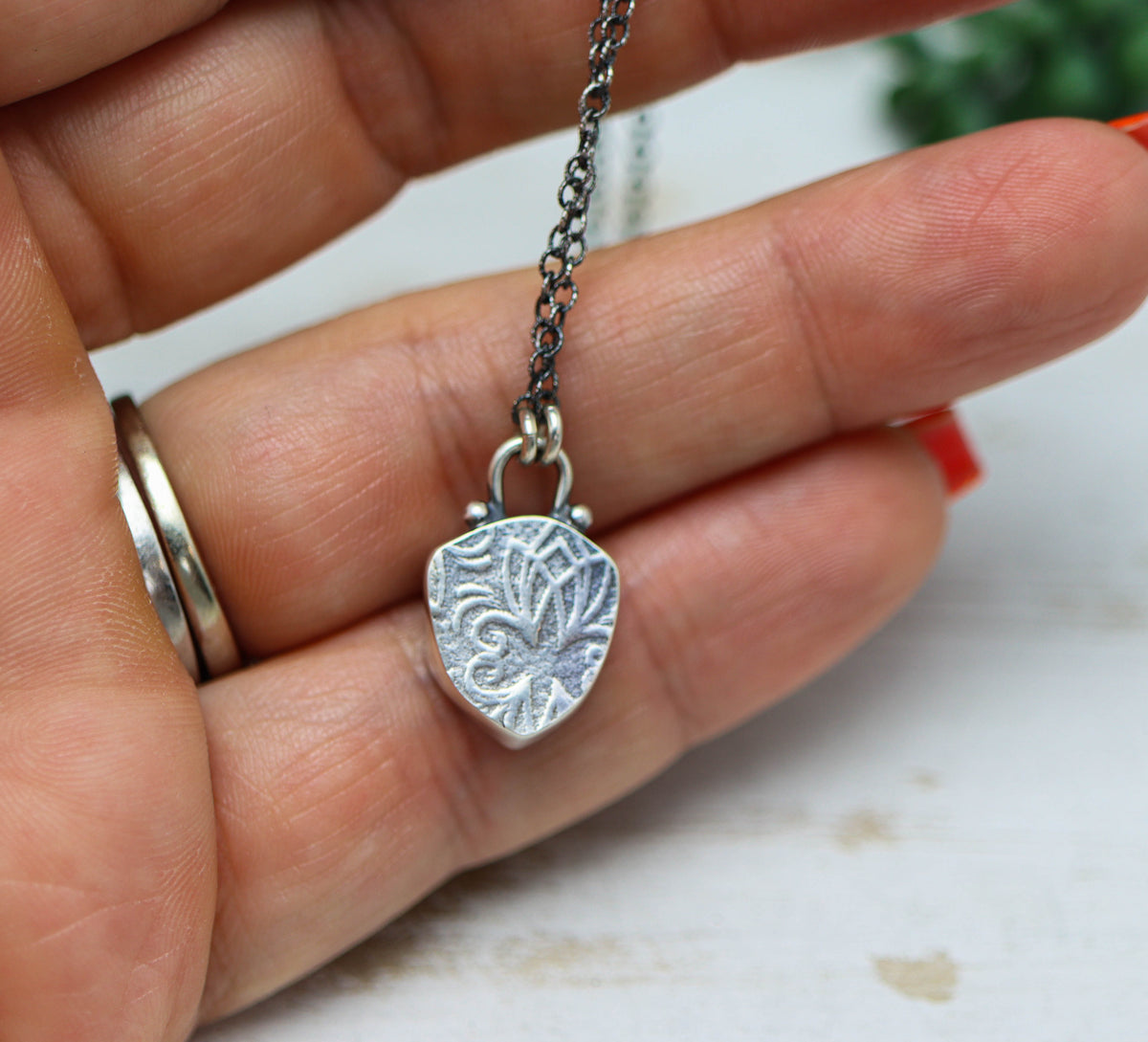 Watermelon Tourmaline Slice Pendant Necklace in Sterling Silver